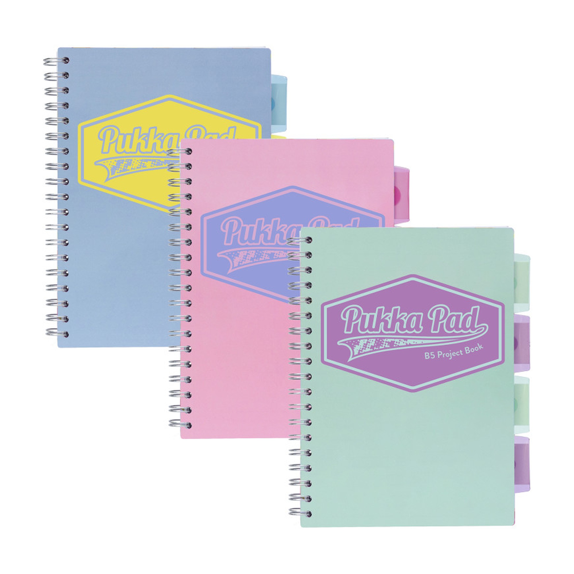 Pastel B5 5-Subject Divider Notebooks, Assorted Colors, Pack of 3
