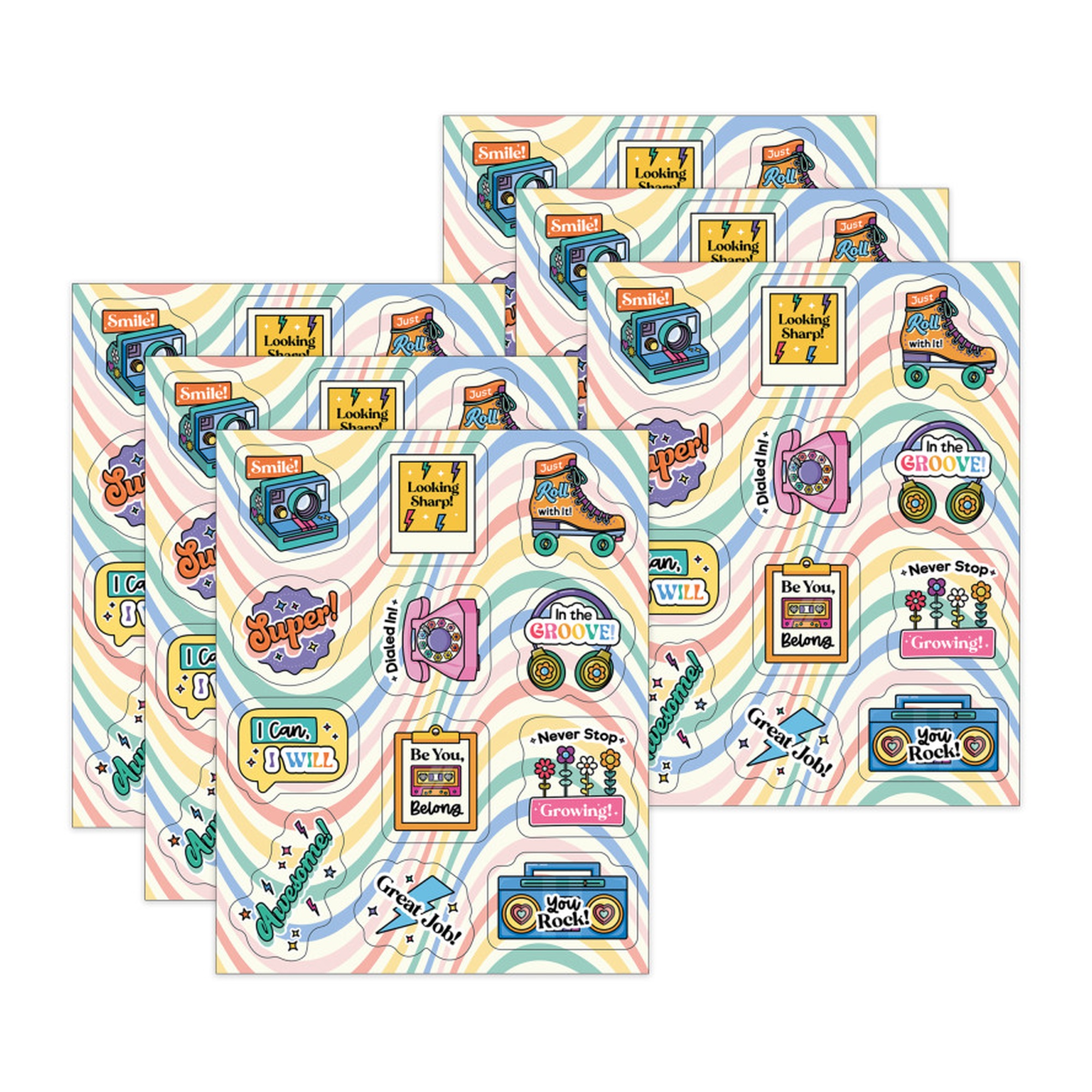 Retro Affirmation Motivational Stickers, 432 Count