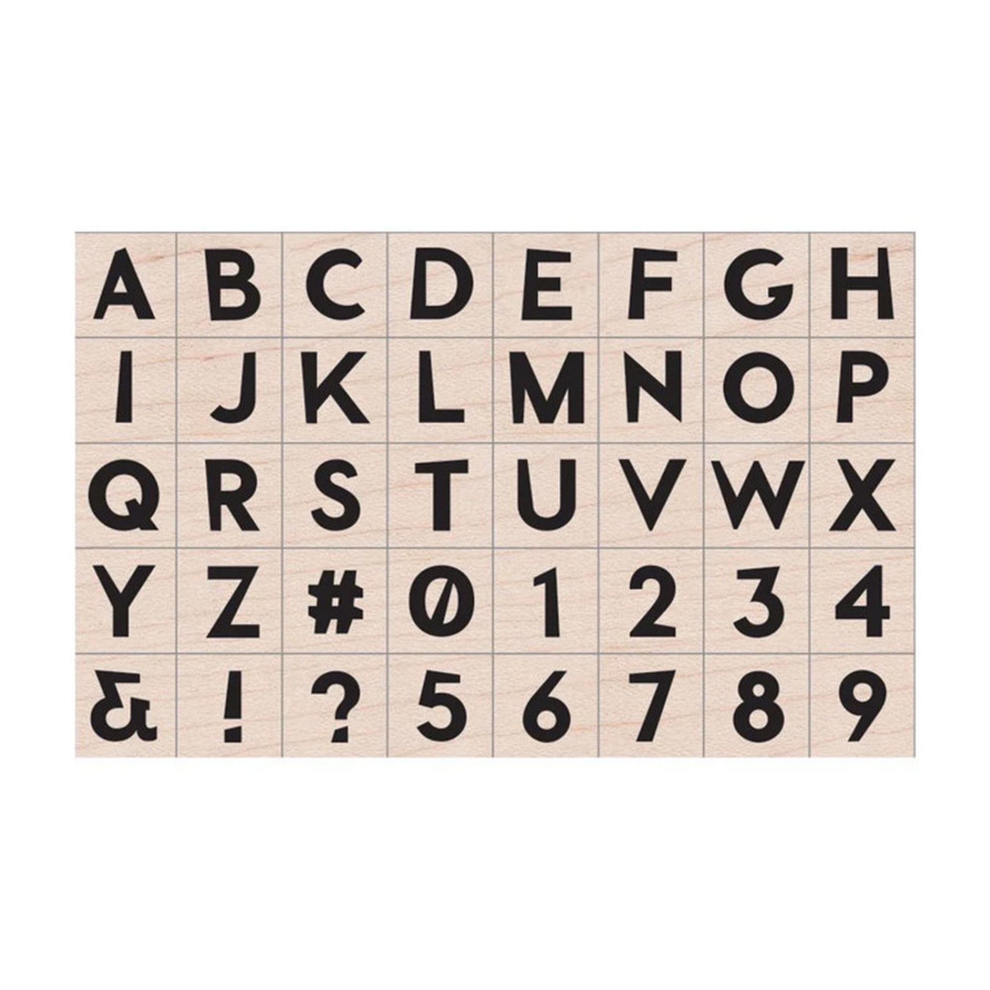 Modern Uppercase Woodblock Letter Stamp Set, 40 Pieces