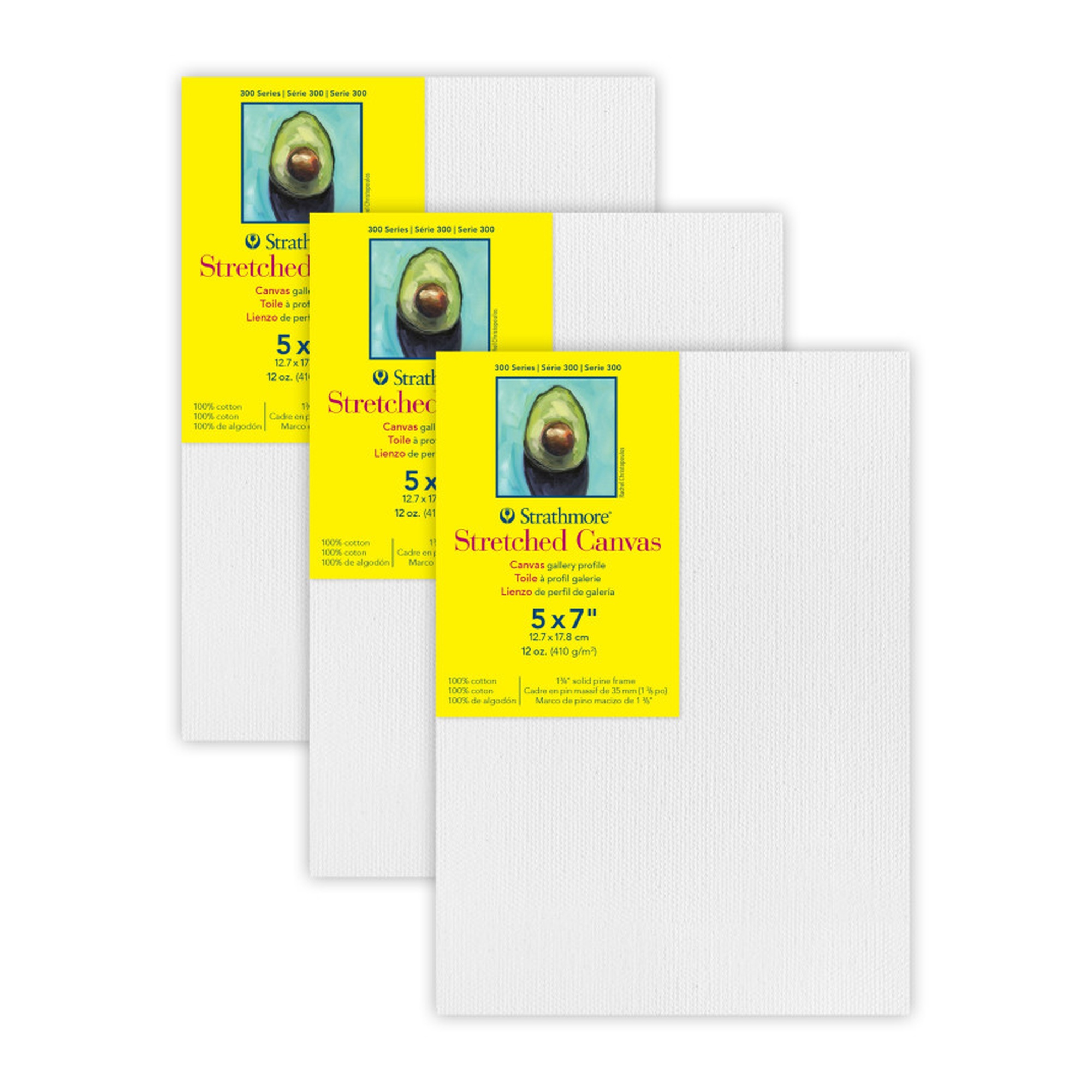 300 Series Stretched Canvas, 5 x 7 in., Pack of 3