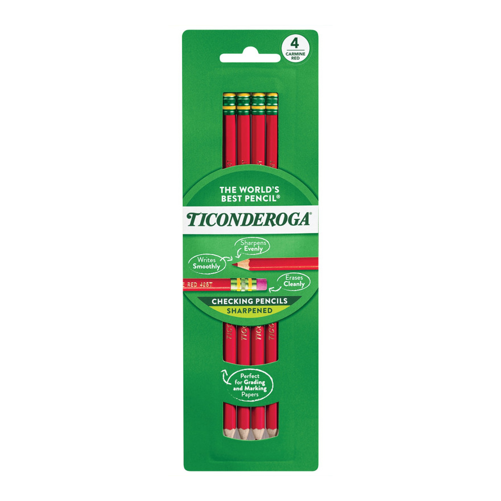 Red Erasable Checking Pencils, 4-Pack