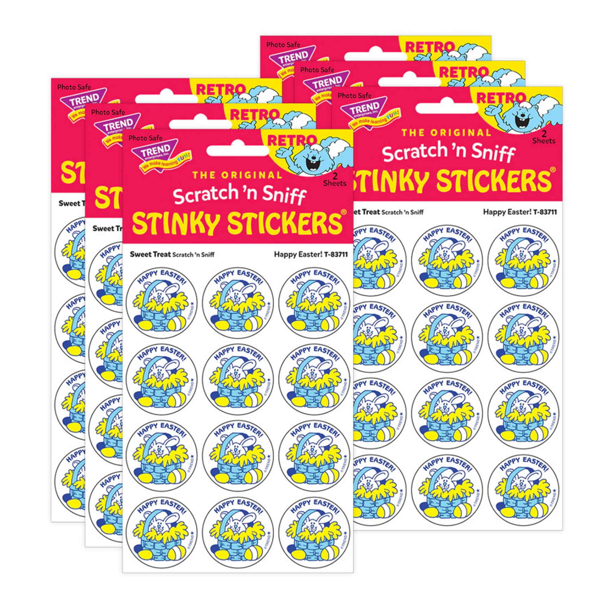 Happy Easter Sweet Treat Scented Retro Scratch-and-Sniff Stickers, 144 Count