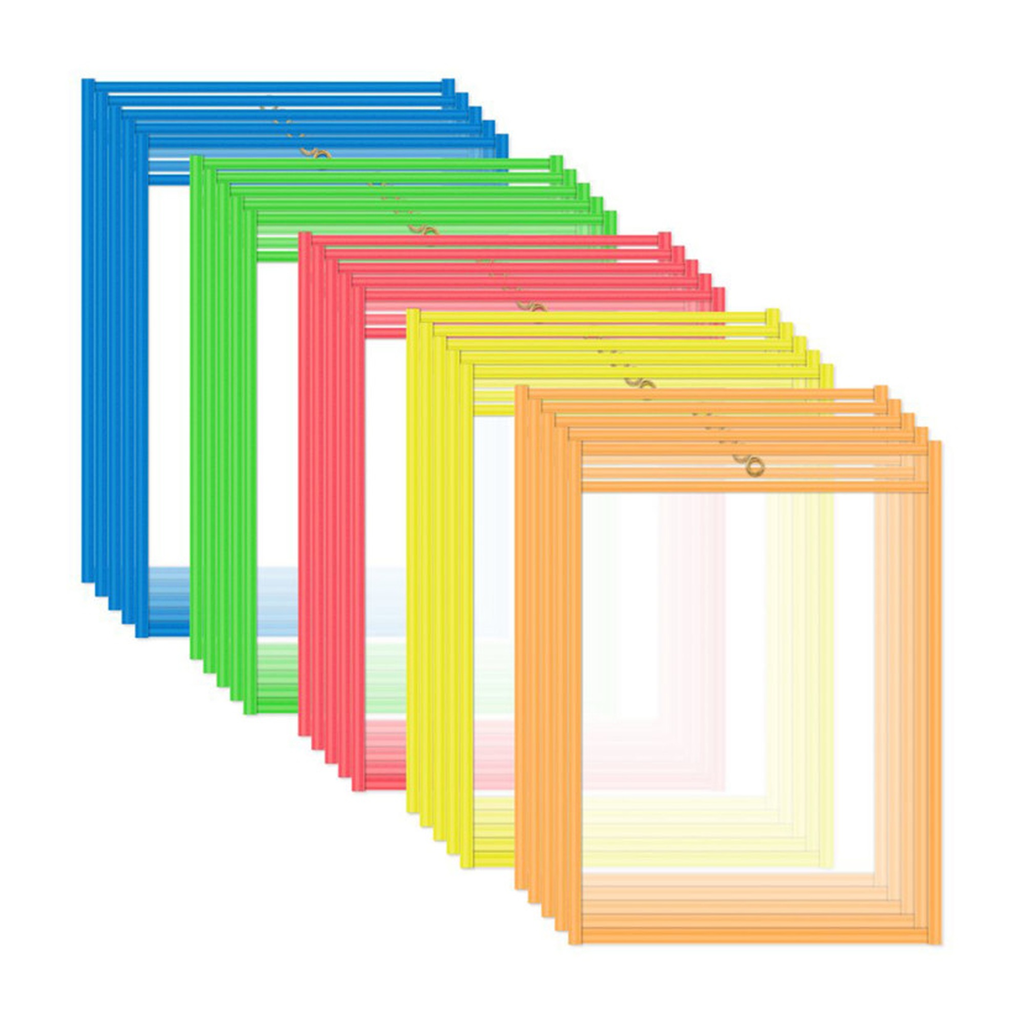 Assorted Neon Vinyl Shop Ticket Holders, 9 x 12 in., 25-Pack