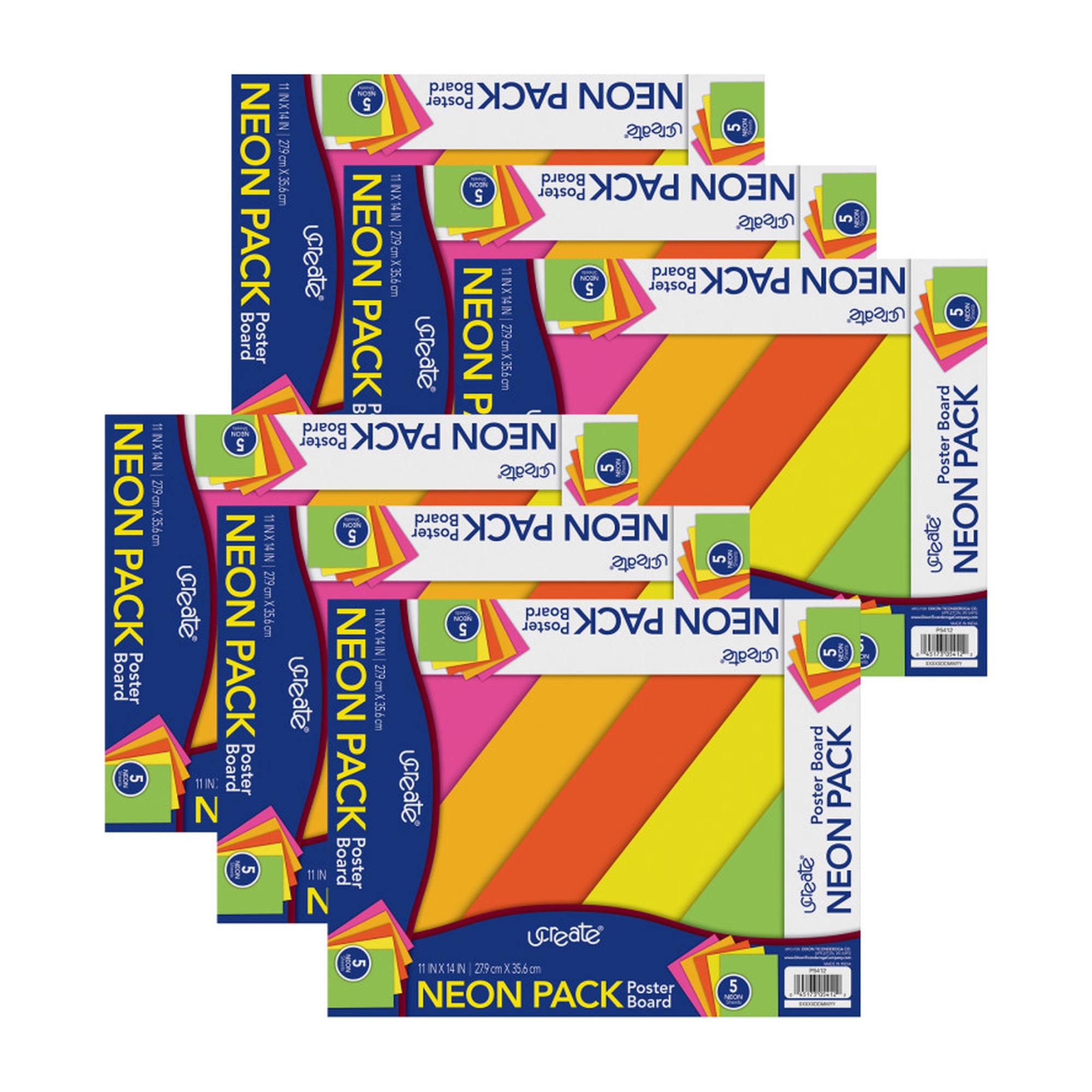 Neon Assorted Poster Board, 11 x 14, 30 Sheets