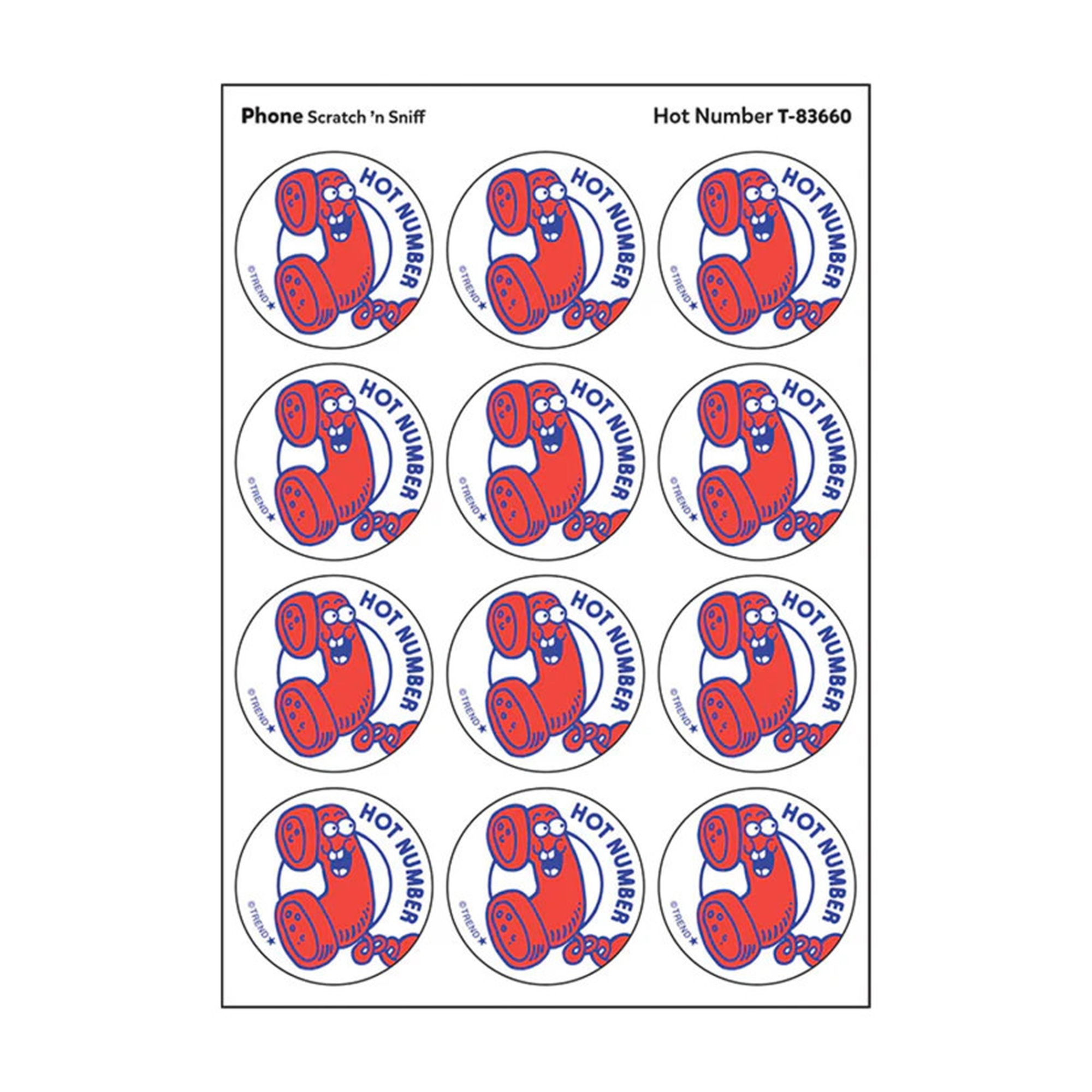 Hot Number Cinnamon-Scented Phone Stickers, 24 Count