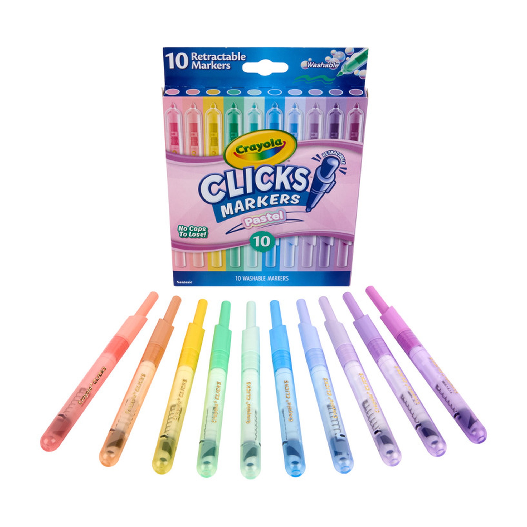 Pastel Washable Retractable Markers, 10 Count