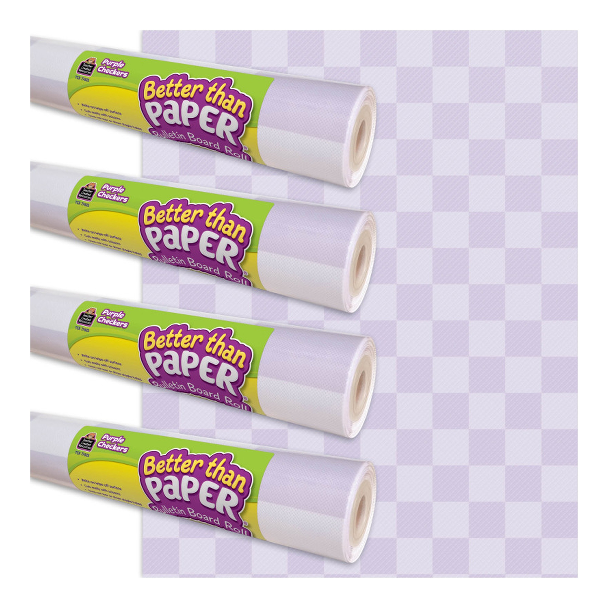 Purple Checkers Bulletin Board Roll, 4-Pack