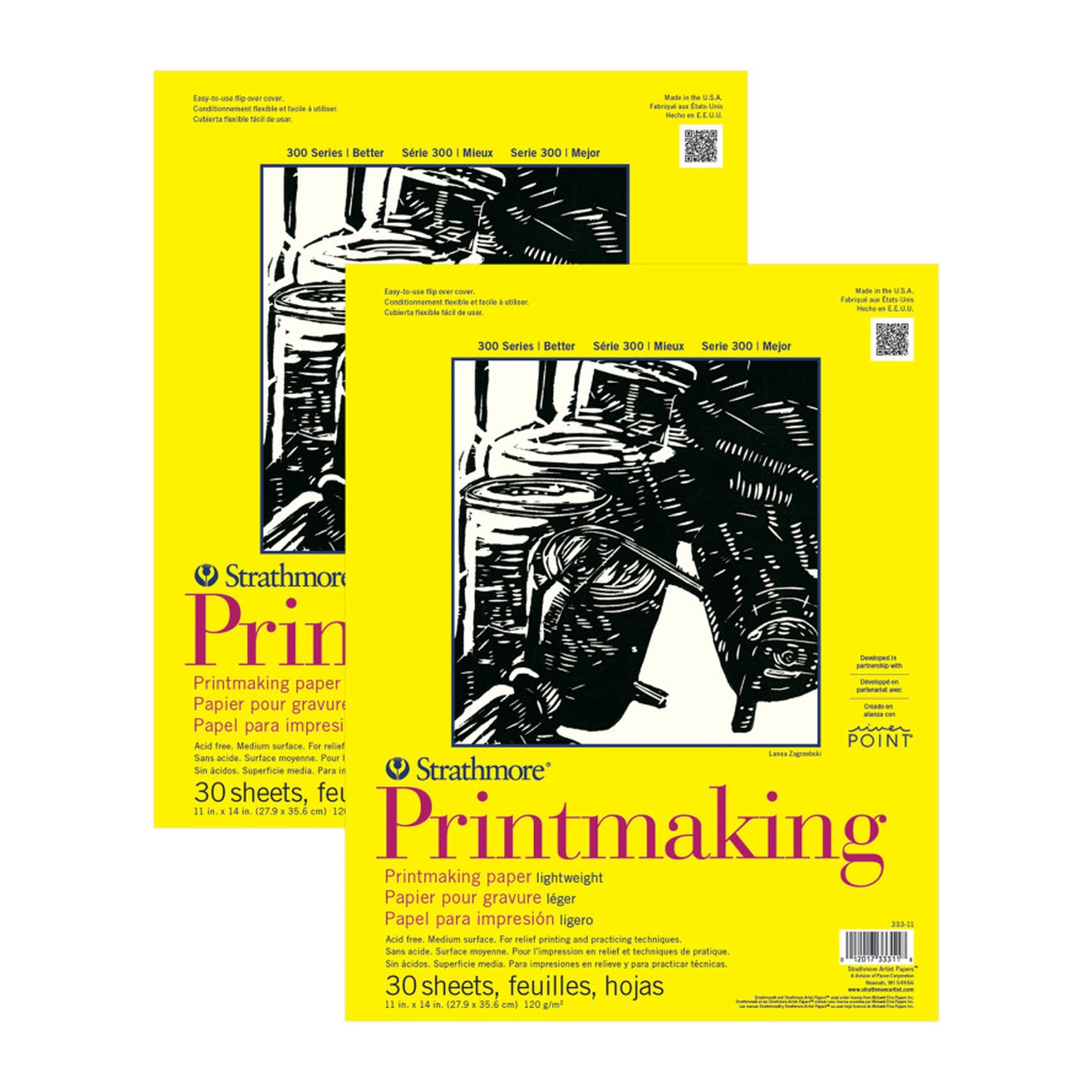 300 Series Printmaking Paper Pad, 11 x 14 in., 30 Sheets, 2-Pack