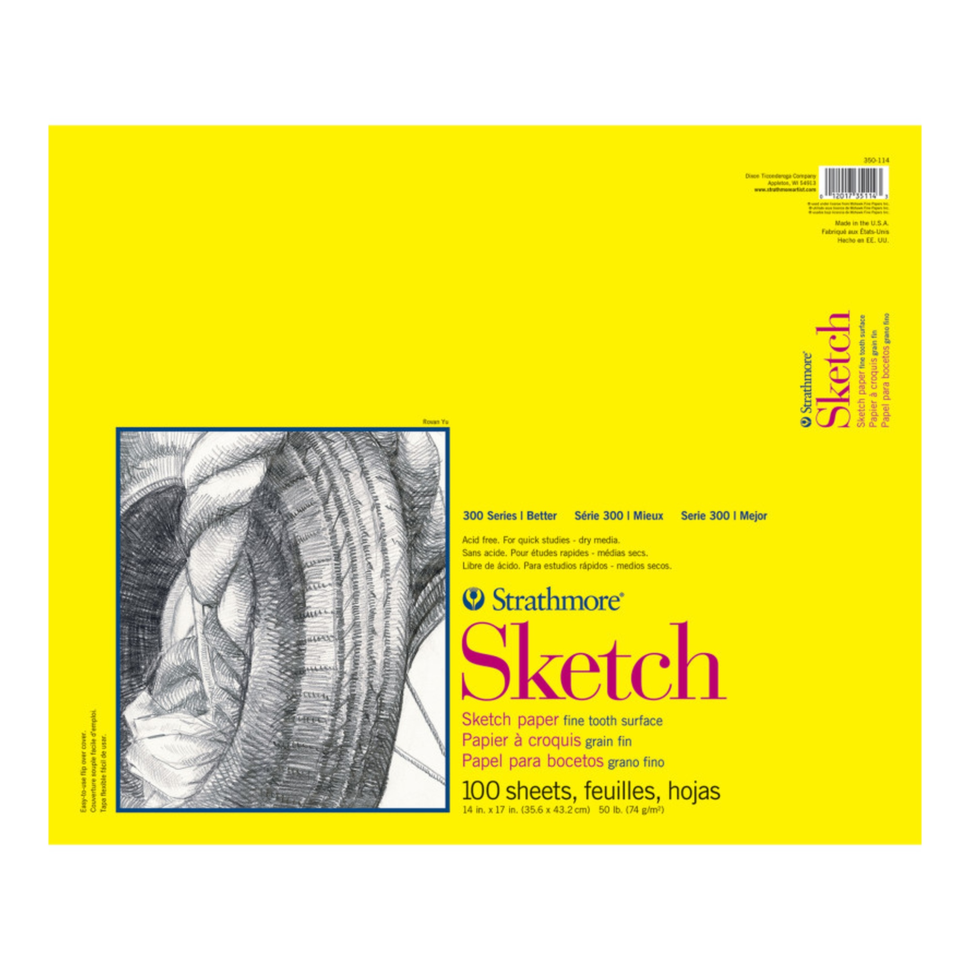 300 Series 14 x 17 White Sketch Pad, 100 Sheets