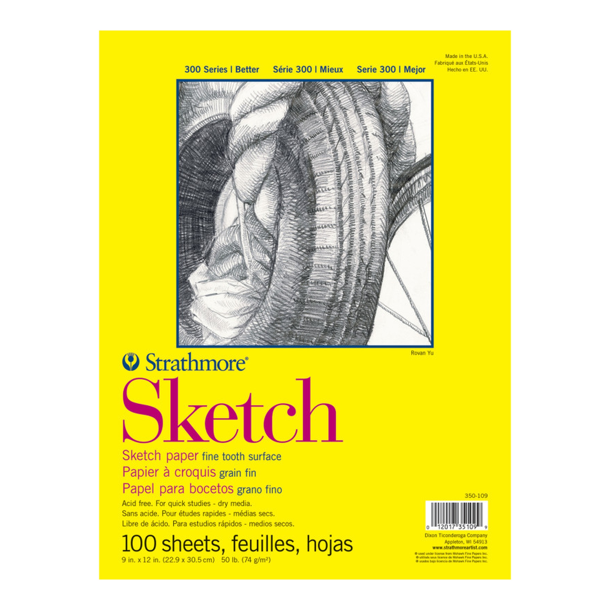 300 Series 9 x 12 White Sketch Pad, 100 Sheets