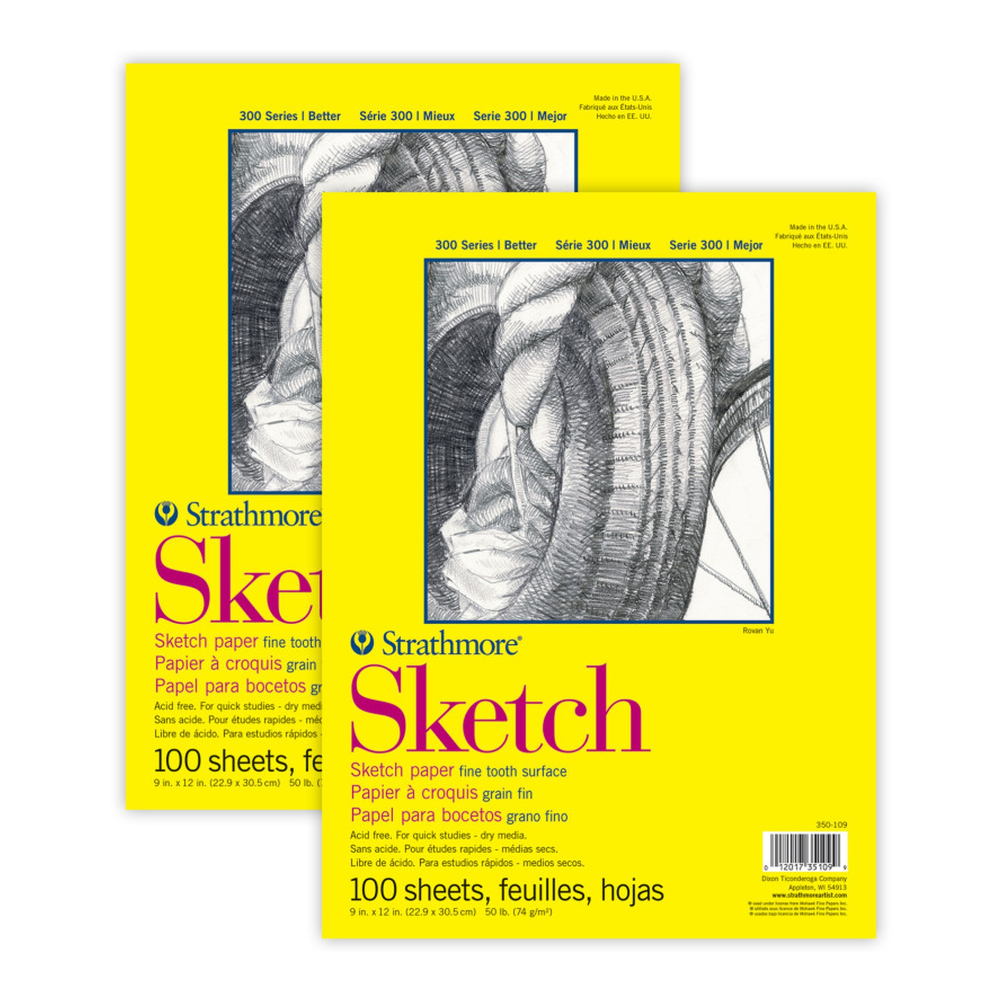 Acid-Free Fine-Tooth Sketch Pads, 9 x 12 in., 2-Pack