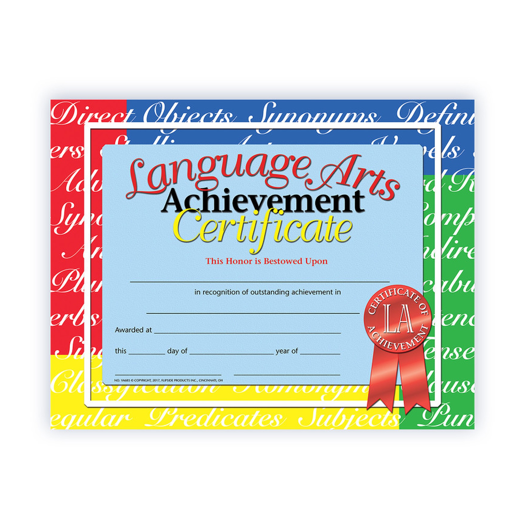 Language Arts Achievement Certificates, 8.5 x 11, 30-Pack