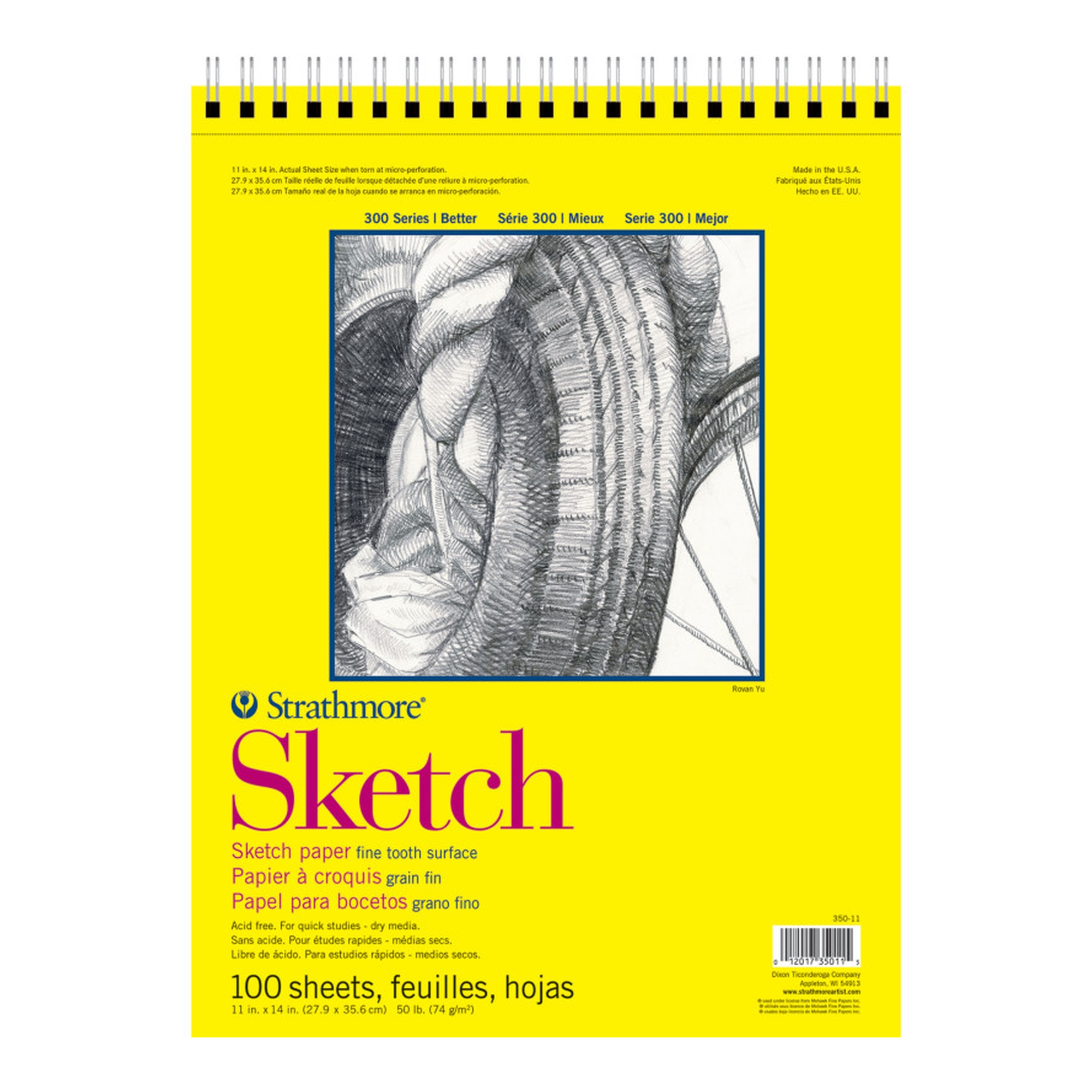 300 Series Side-Wire Sketch Pad, 100 Sheets, 11 x 14 Inches