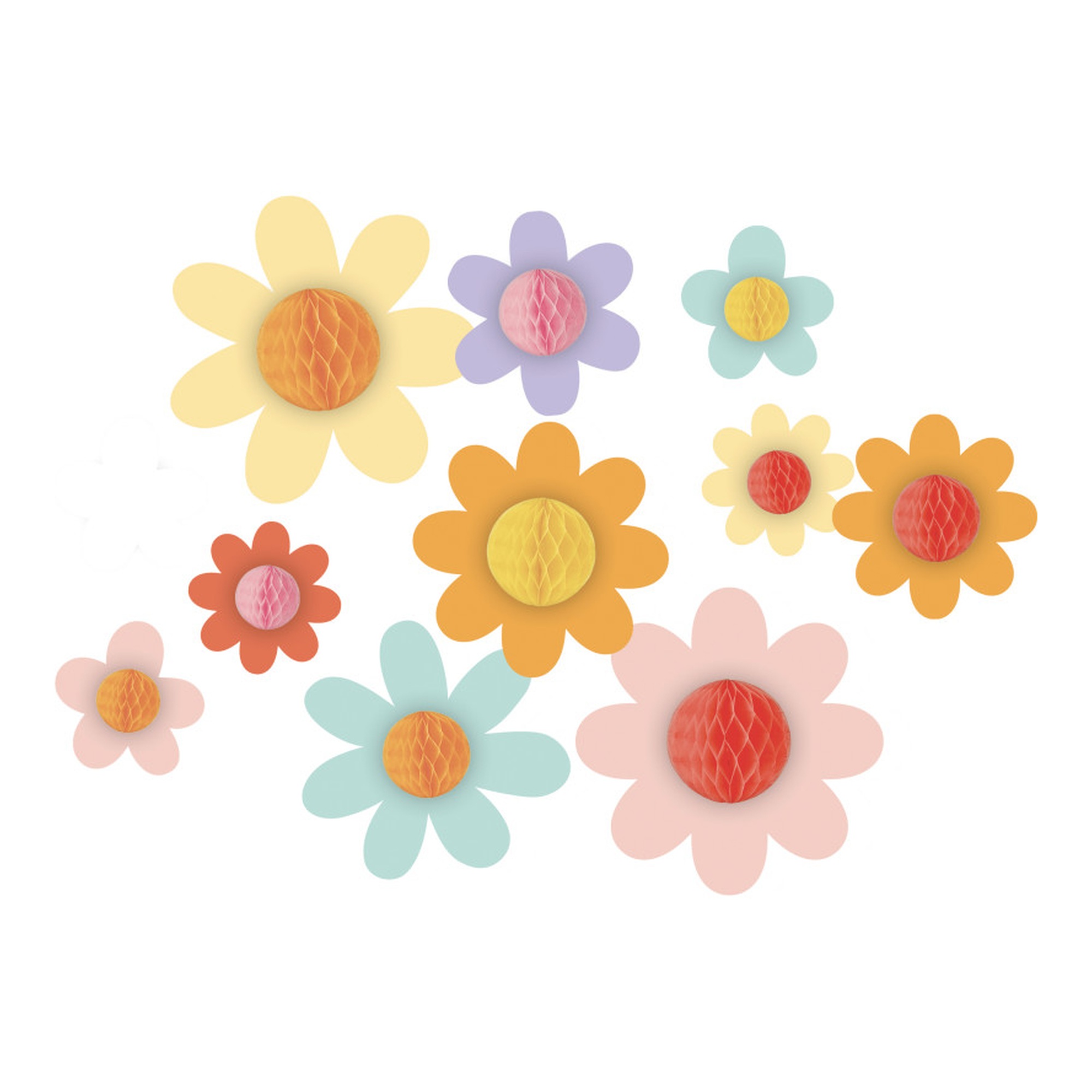 3D Honeycomb Flower Accents, 10 Pieces