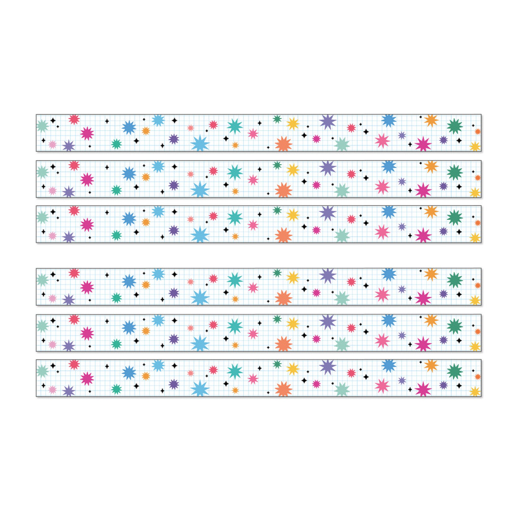Retro Bursts & Twinkles Straight Bulletin Board Border, 6-Pack