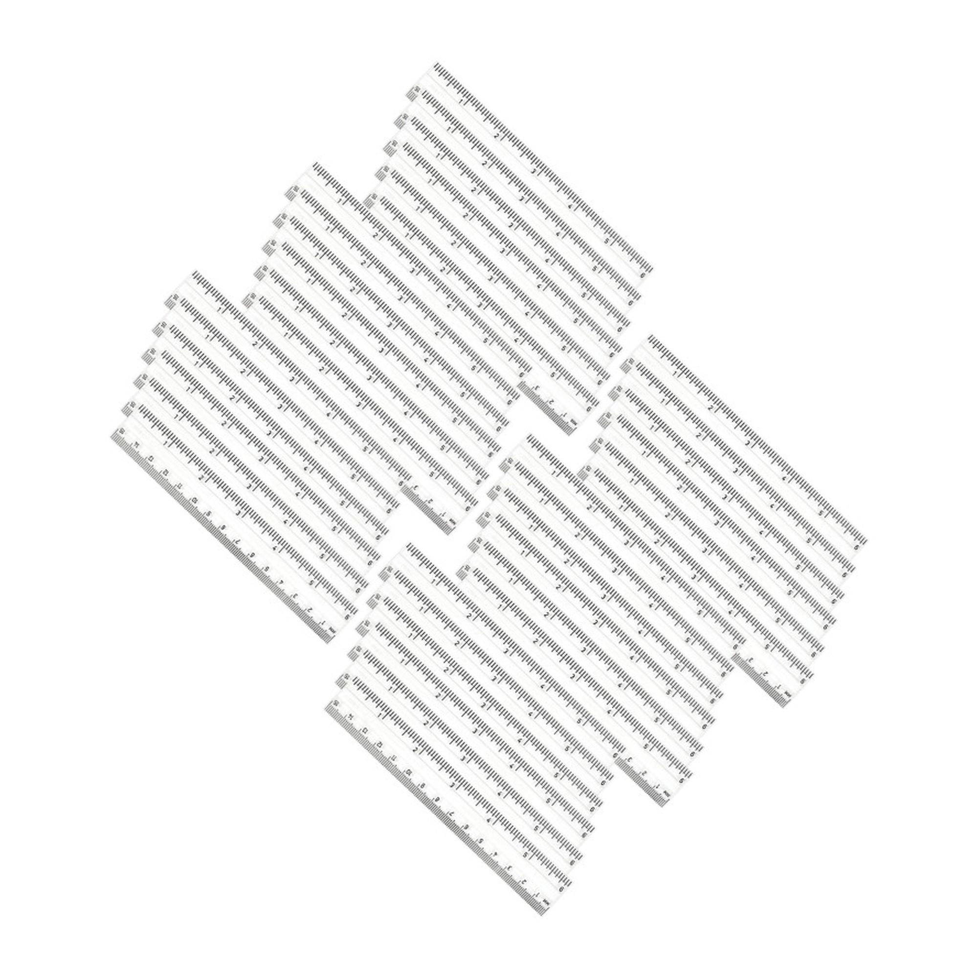 Clear Plastic Double-Bevel Rulers, 6 in., Pack of 36