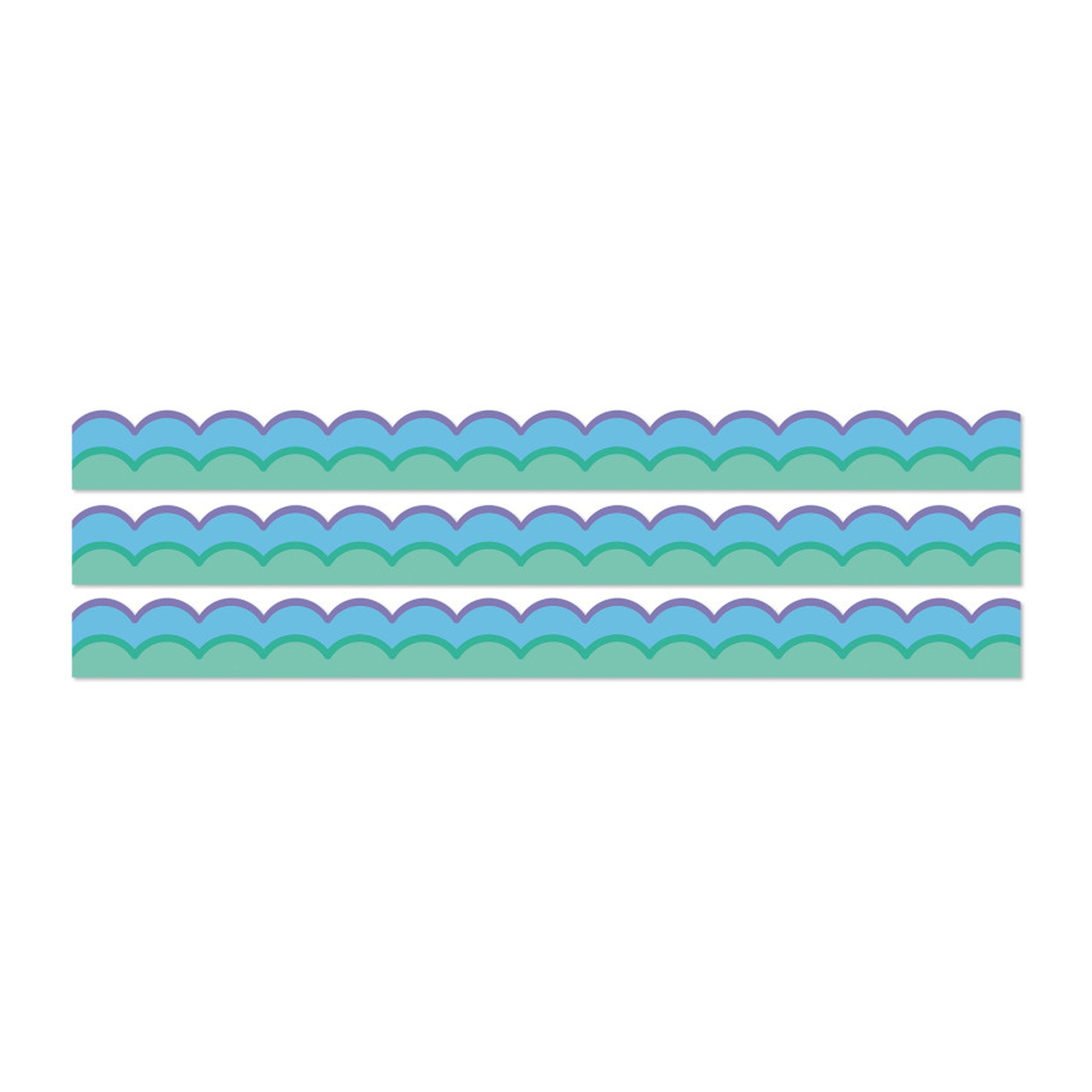 Retro Cool Waves Scalloped Bulletin Board Border, 3-Pack