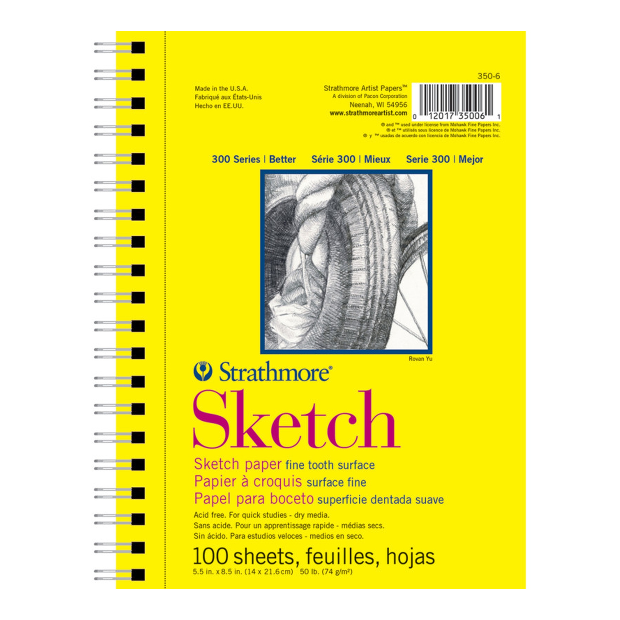 300 Series Side-Wire Sketch Pad, 100 Sheets, 5.5 x 8.5 Inches