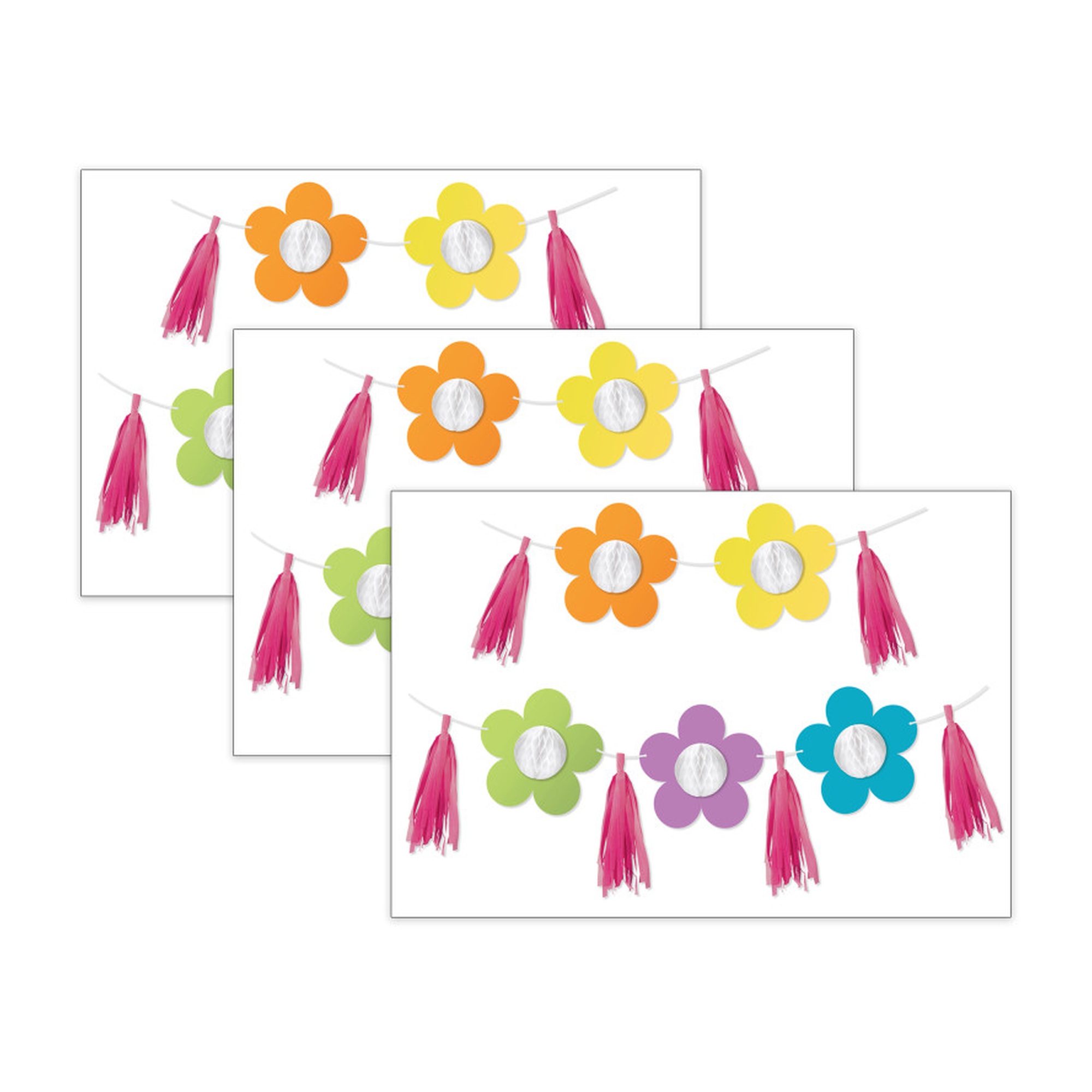 Retro Flower and Tassel Dimensional Accents, 3 Sets