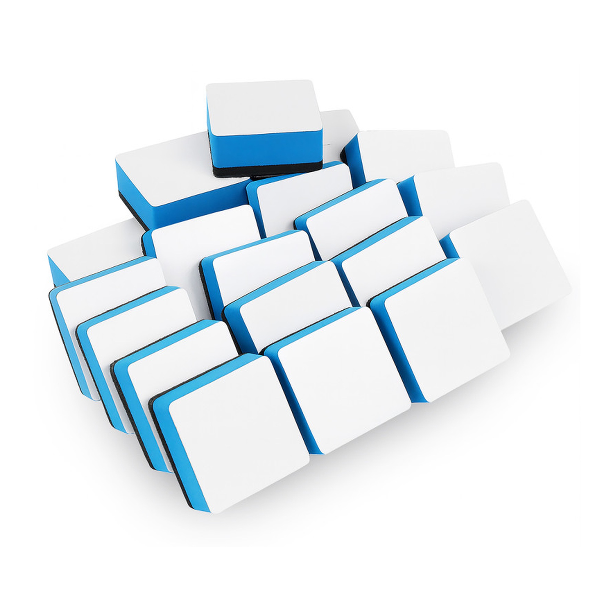 Magnetic Dry Erase Eraser Boards, Blue/White, 24 Pack