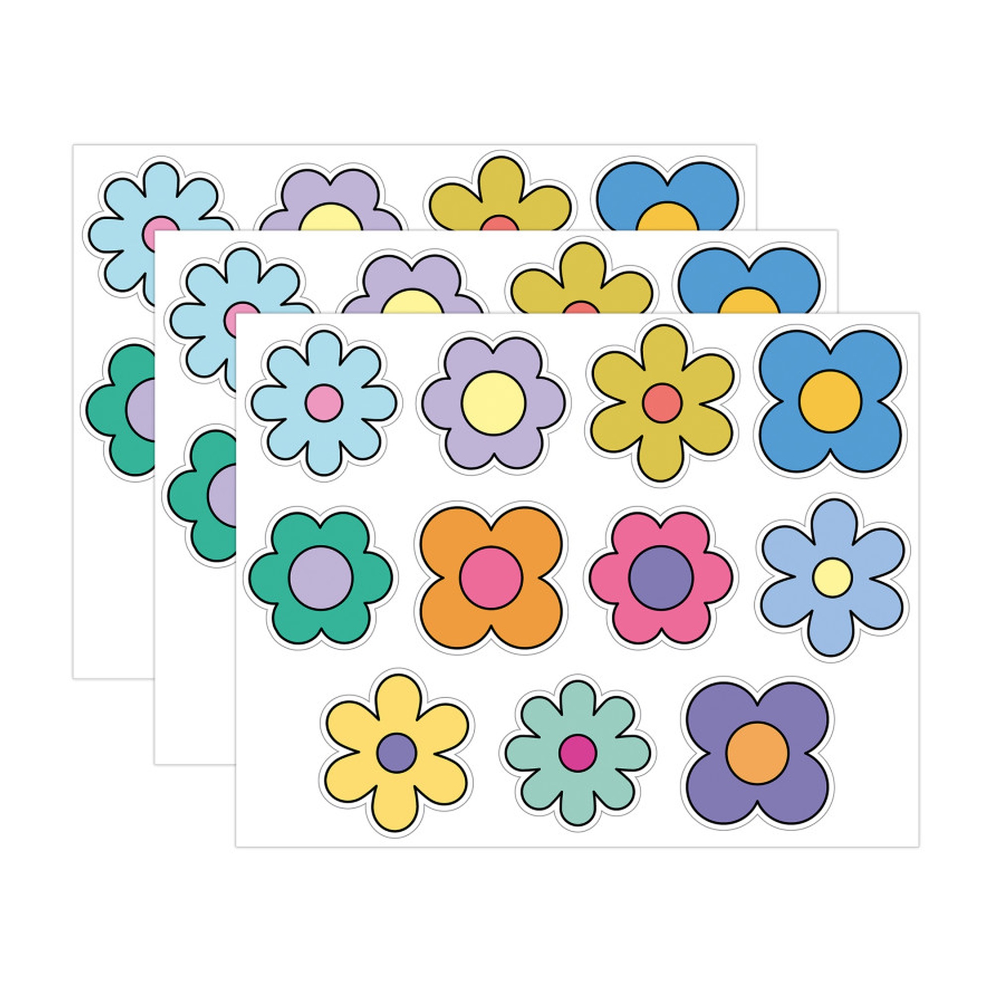 Retro Flower Bulletin Board Cutouts, 108 Count