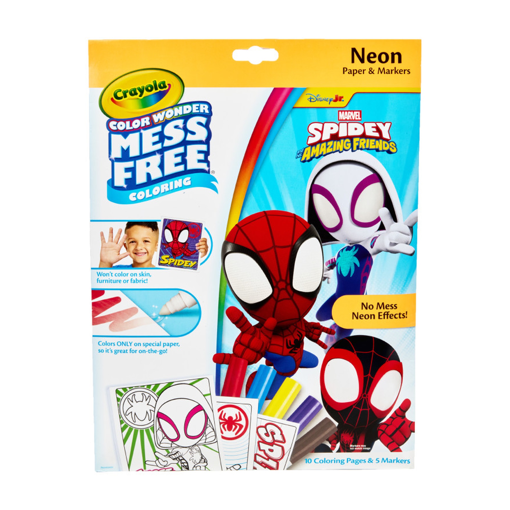 Spidey Color-Reveal Neon Coloring Pages and Markers