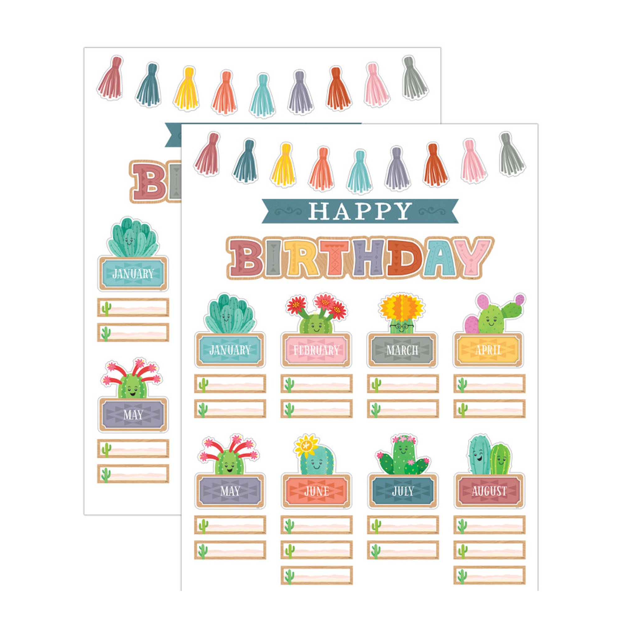 Happy Cactus Crew Happy Birthday Mini Bulletin Board Set, 2 Sets