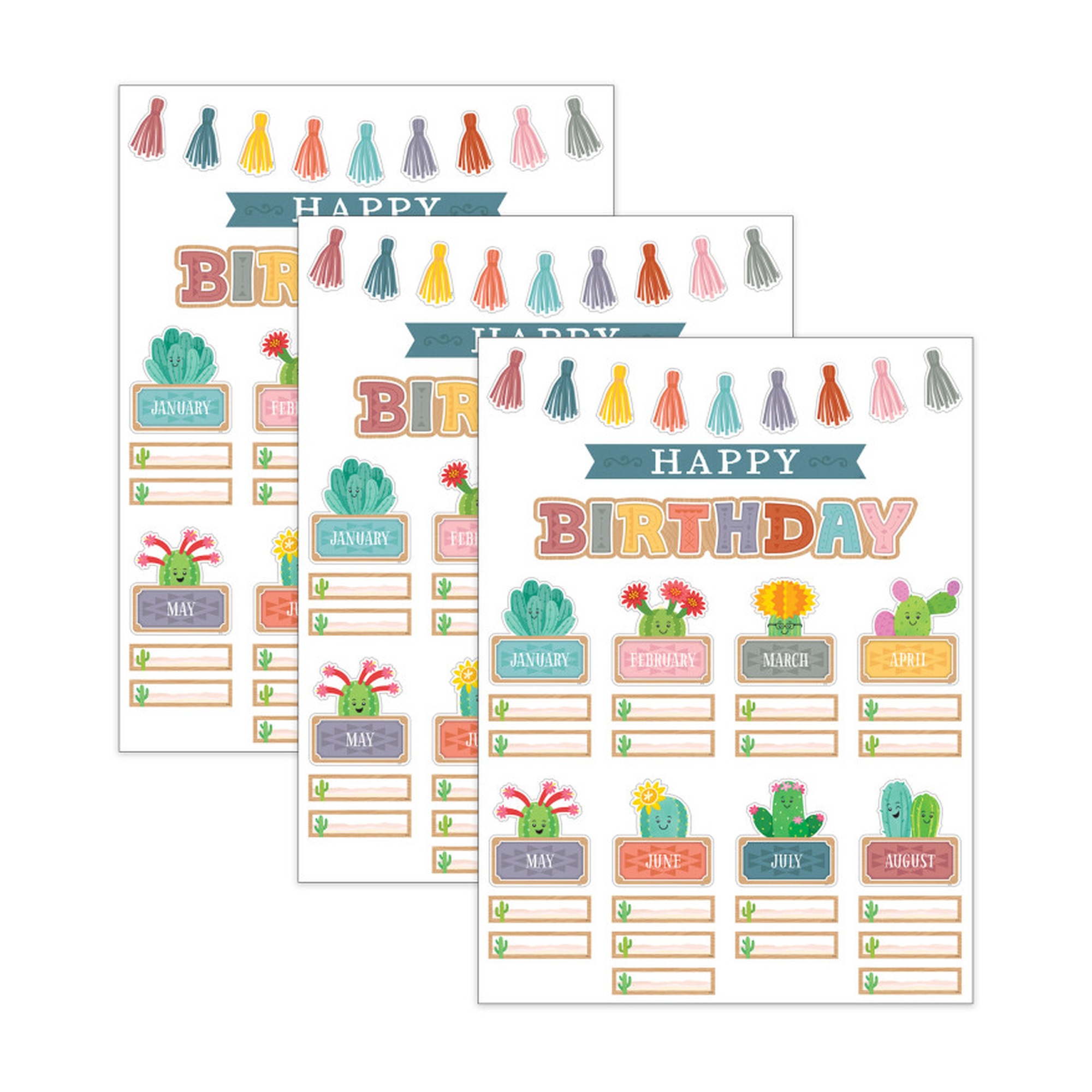 Happy Cactus Birthday Mini Bulletin Board Set, Pack of 3