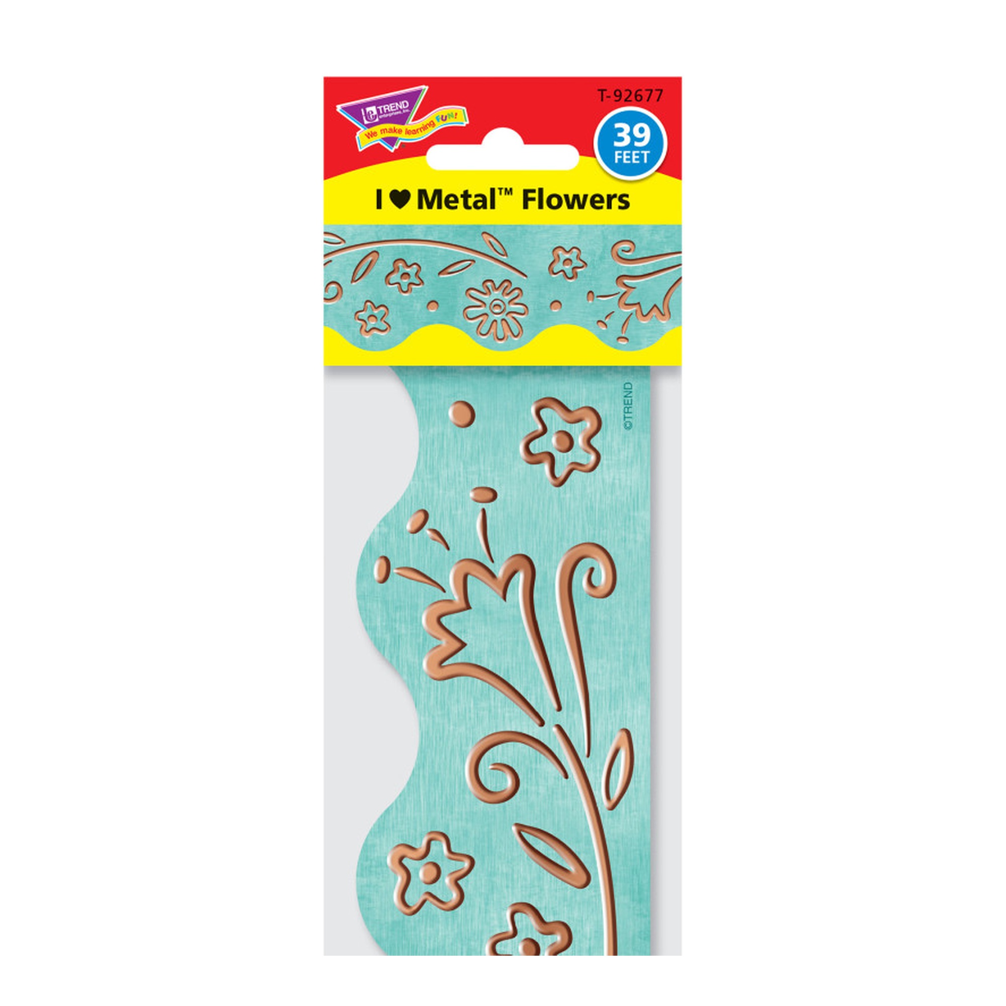 Copper & Teal Metal Flowers Scalloped Decorative Trimmer, 39 ft