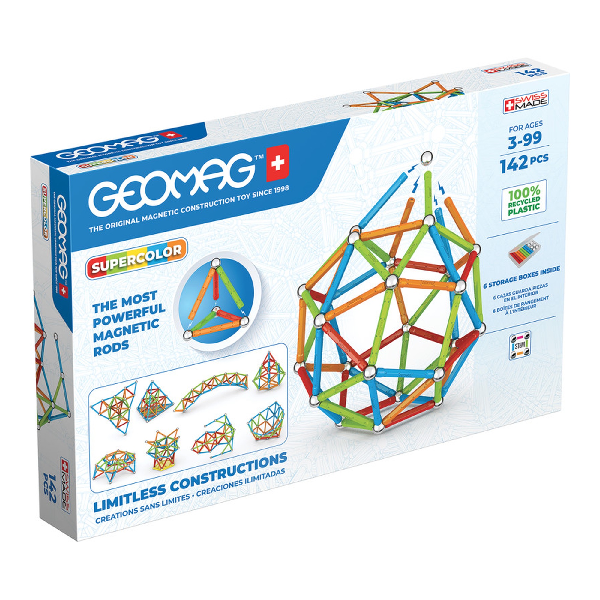 Recycled Magnetic Building Set, 142 Pieces
