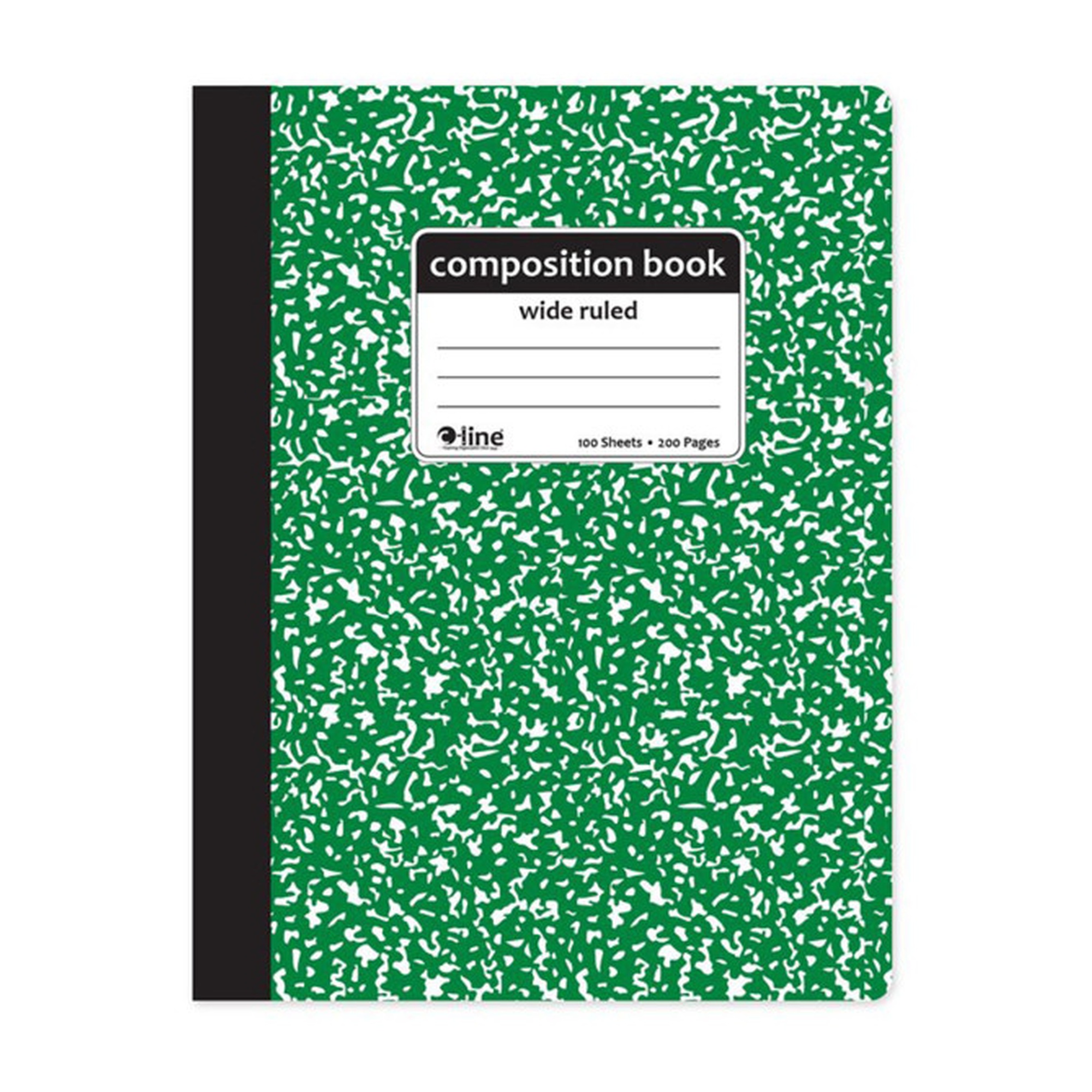 Green Wide-Ruled Marble Composition Book, 100 Sheets