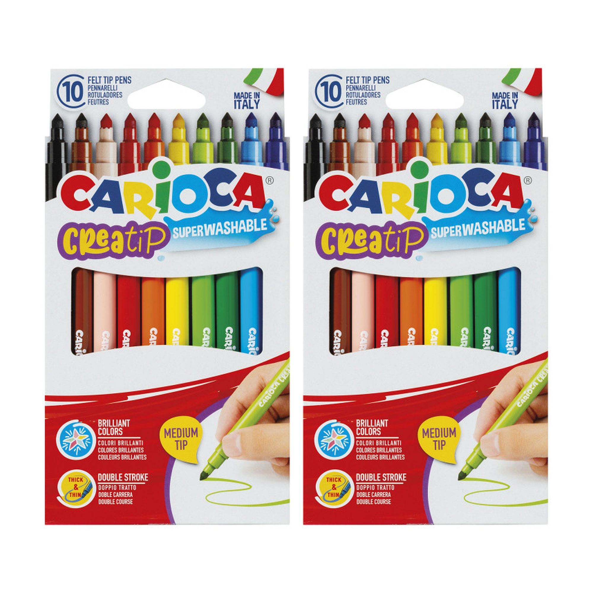 Washable Medium-Tip Felt Markers, Assorted Colors, 20 Count