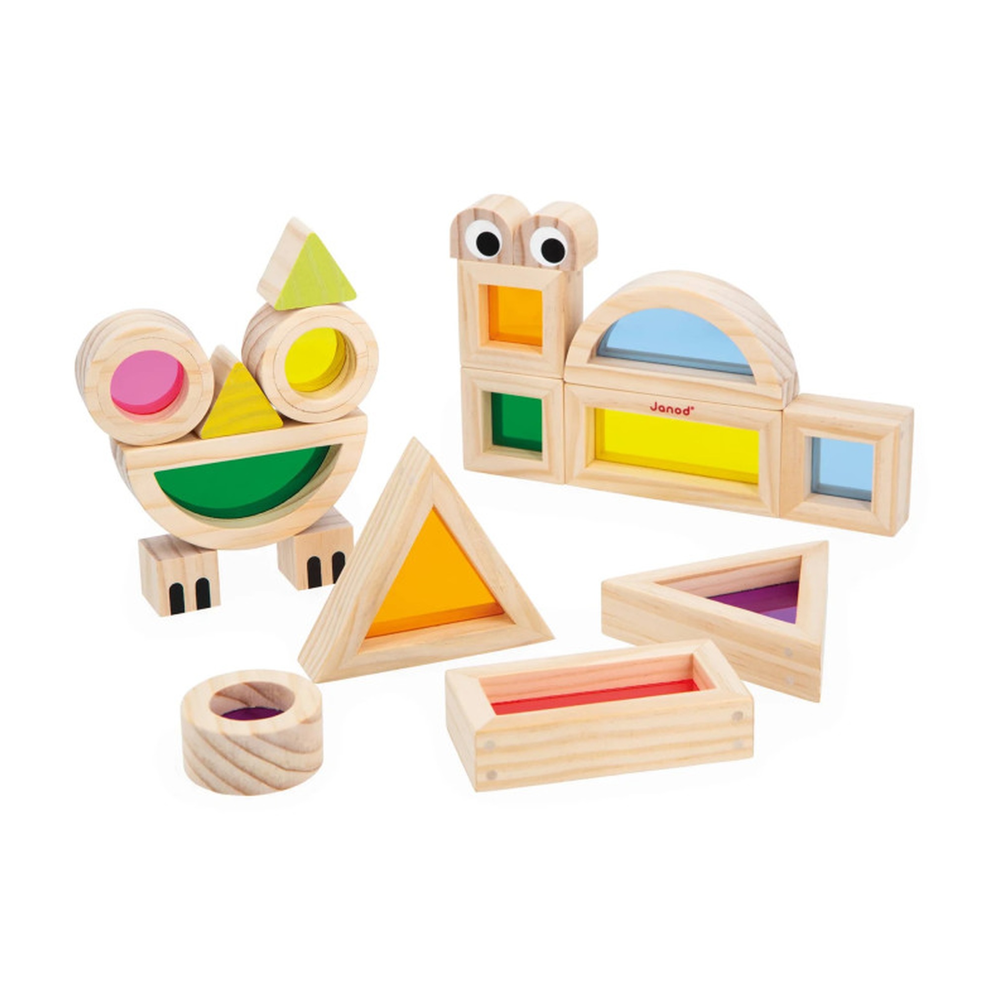 Translucent Sensory Stacking Blocks with Activity Cards, 18 Pieces