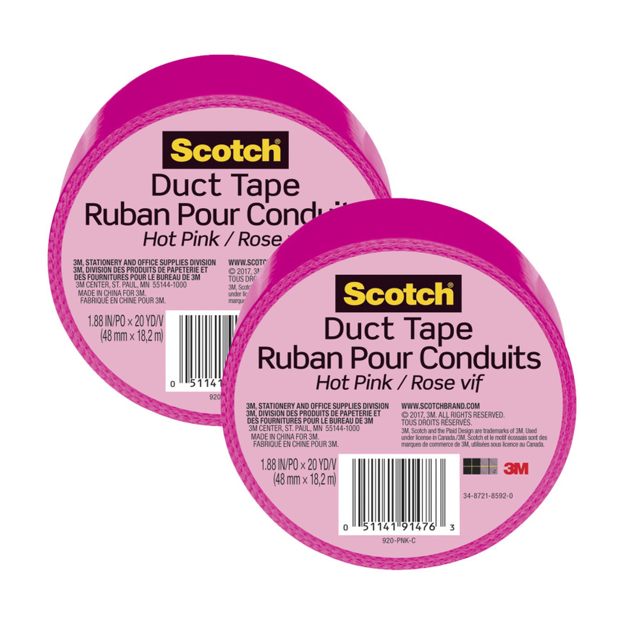 Pink Duct Tape, 1.88 in. x 20 yd., 2-Pack