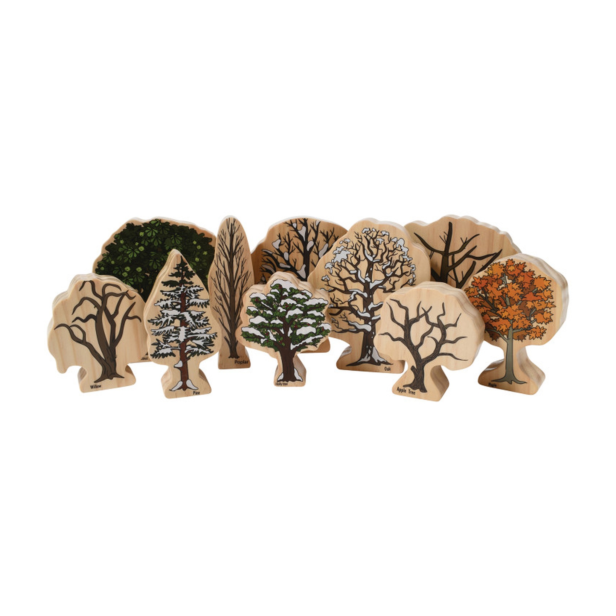 Trees of All Seasons Wooden Blocks, Set of 10