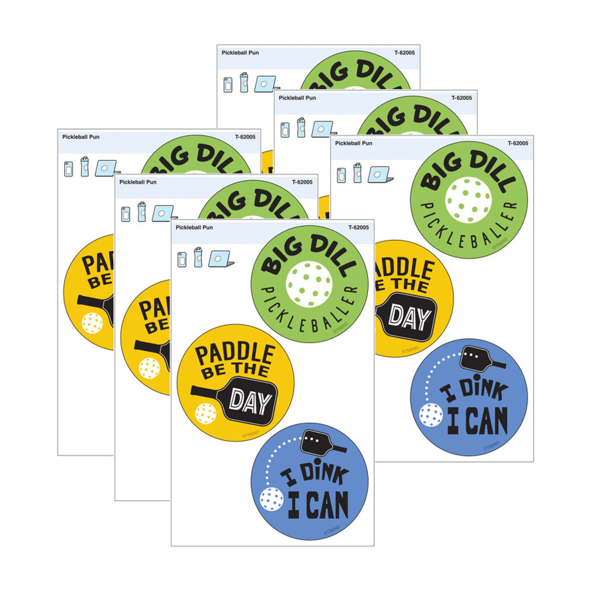 Pickleball Pun Vinyl Stickers, 18 Count