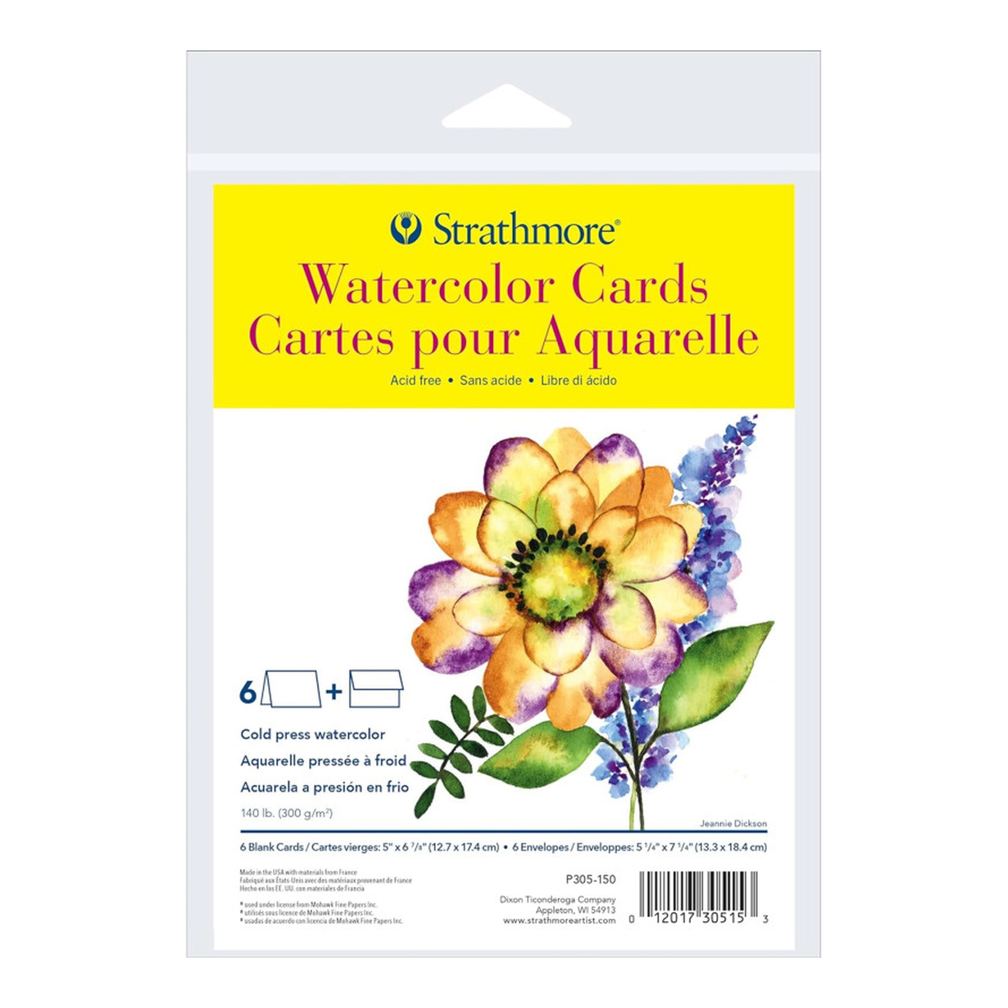 Watercolor Cards and Envelopes, 5 x 6.875 in., 6 Pack