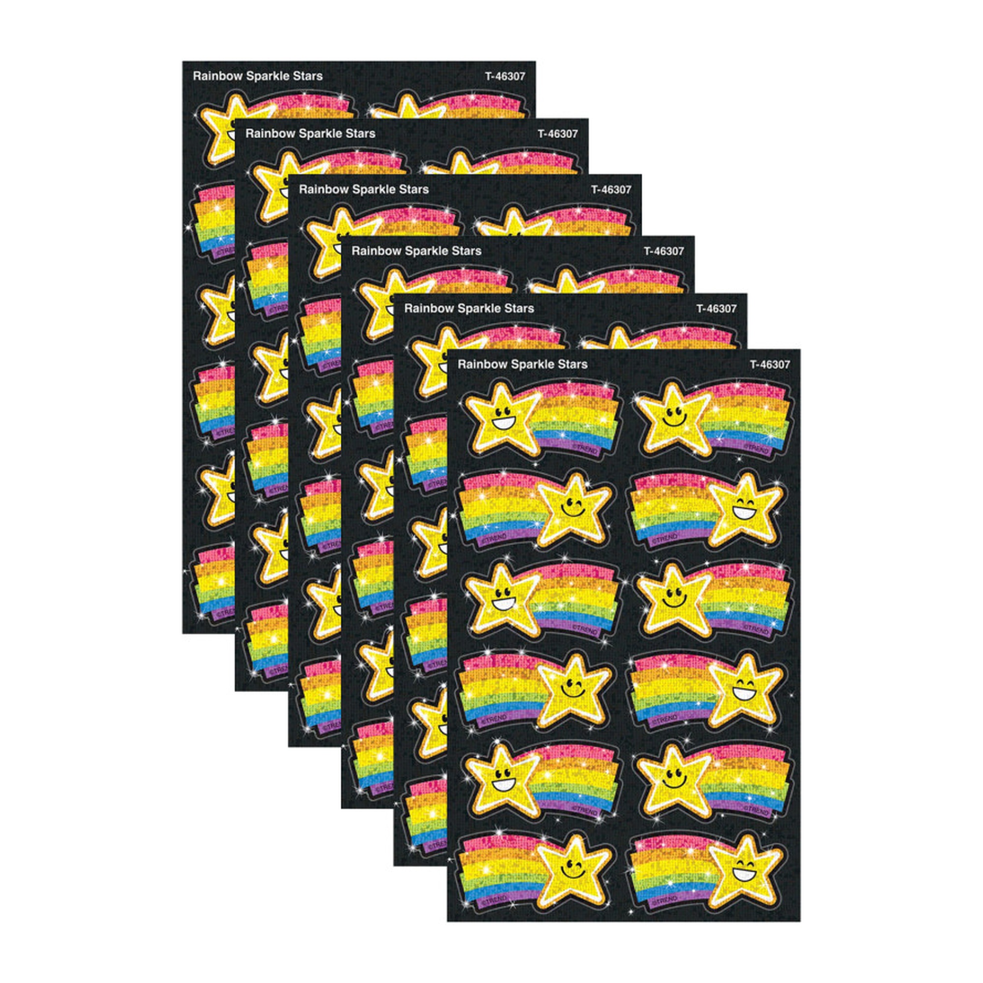 Rainbow Sparkle Star Stickers, 144 Count