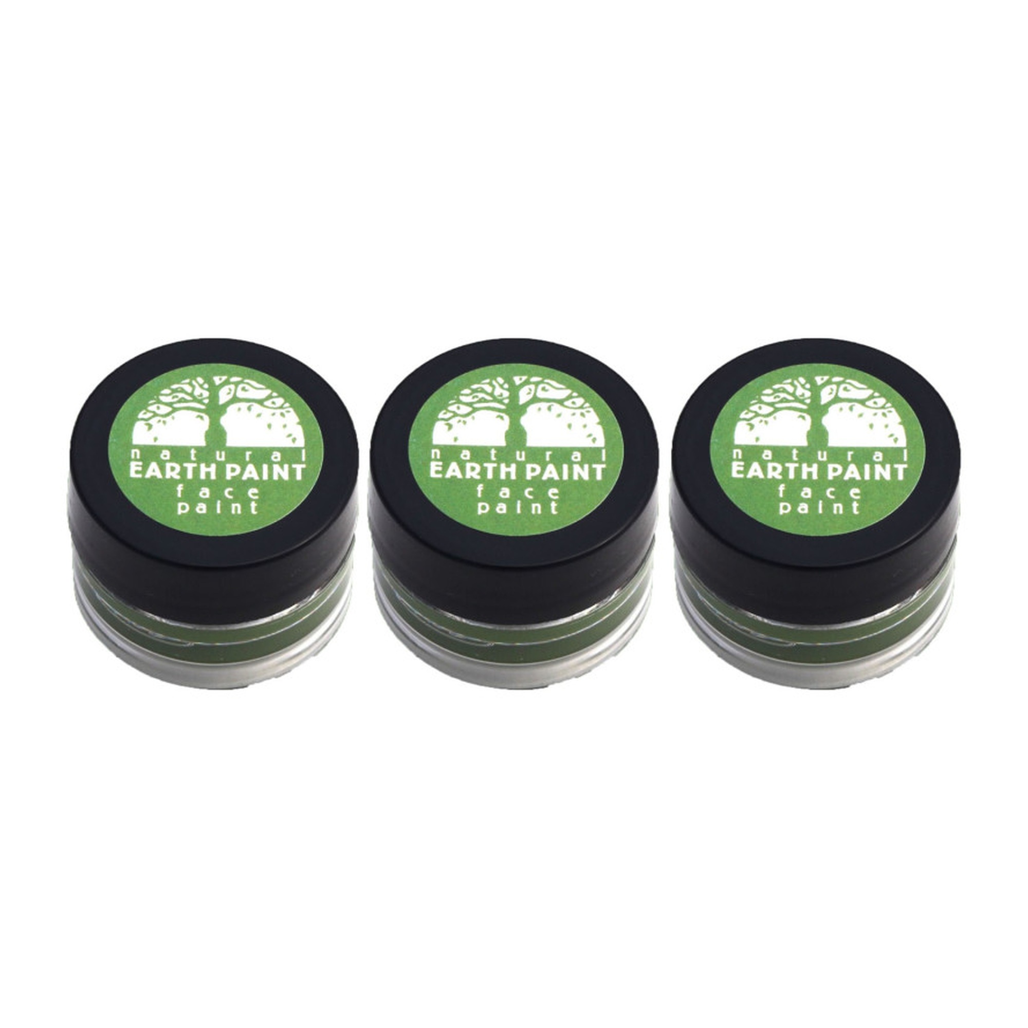 Green Natural Face Paint, 3-Pack, 0.4 oz Jars
