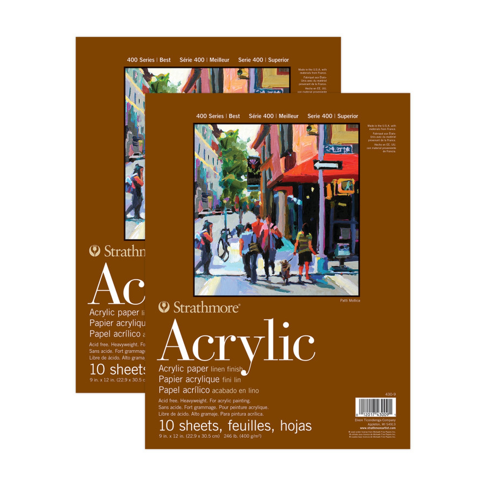 400 Series Acrylic Paper Pad, 9 x 12 in., 10 Sheets, Pack of 2