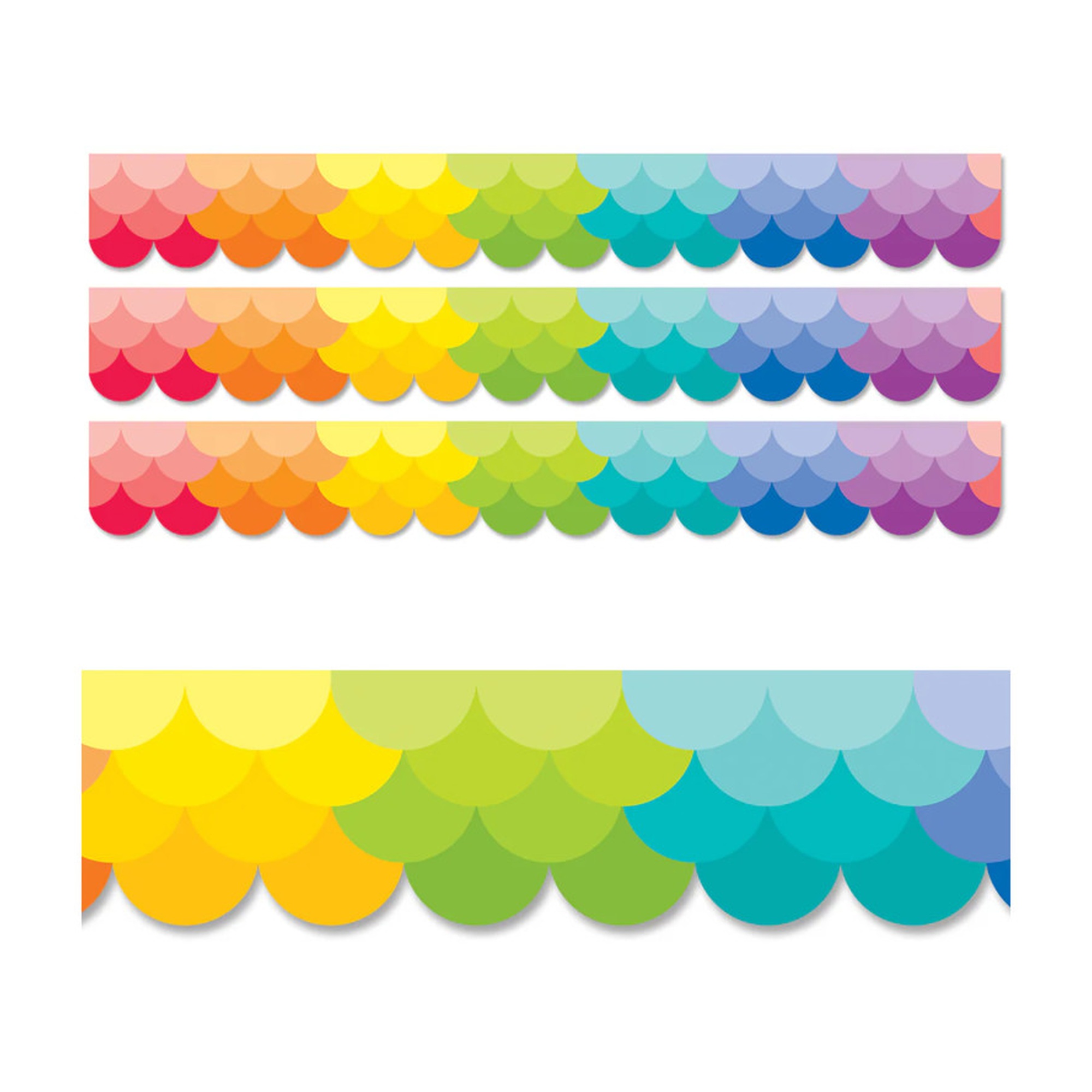 Ombre Rainbow Scallop Bulletin Board Border, 3-Pack