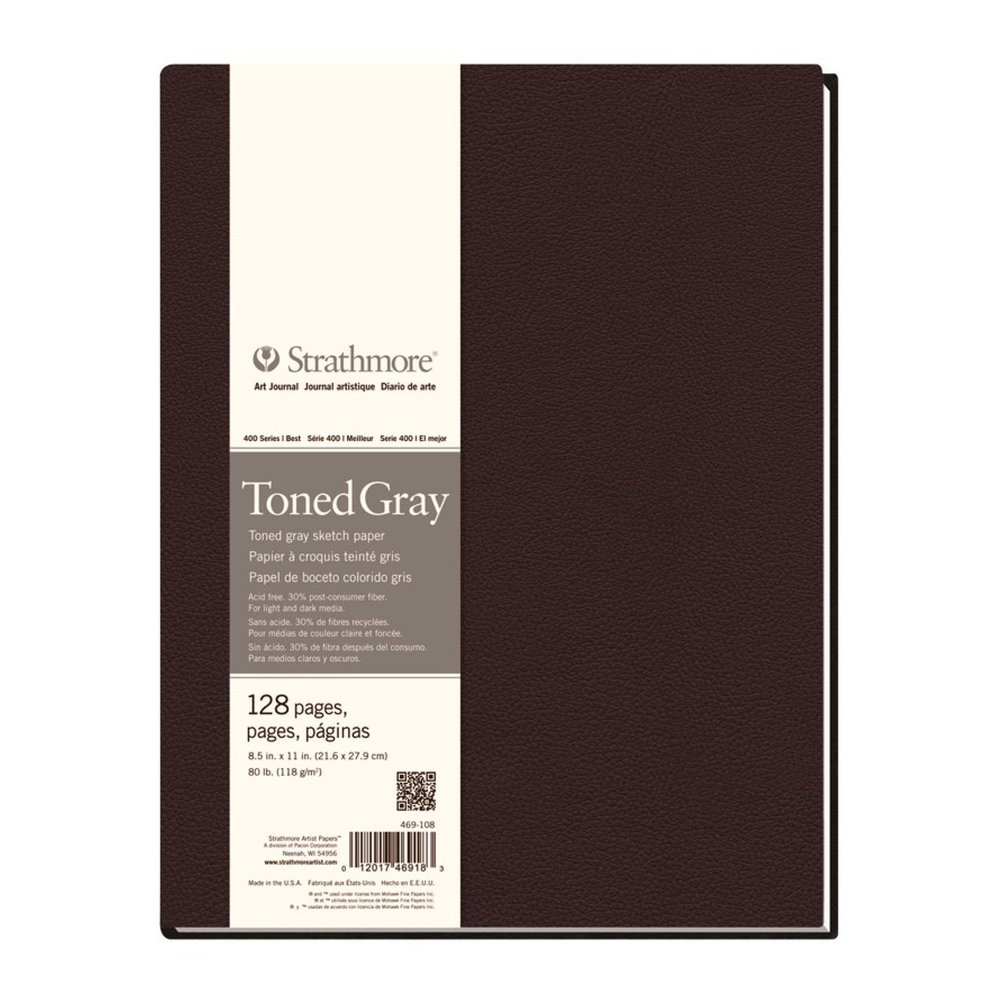 Toned Gray Hardbound Art Journal, 8.5 x 11 in., 128 Pages