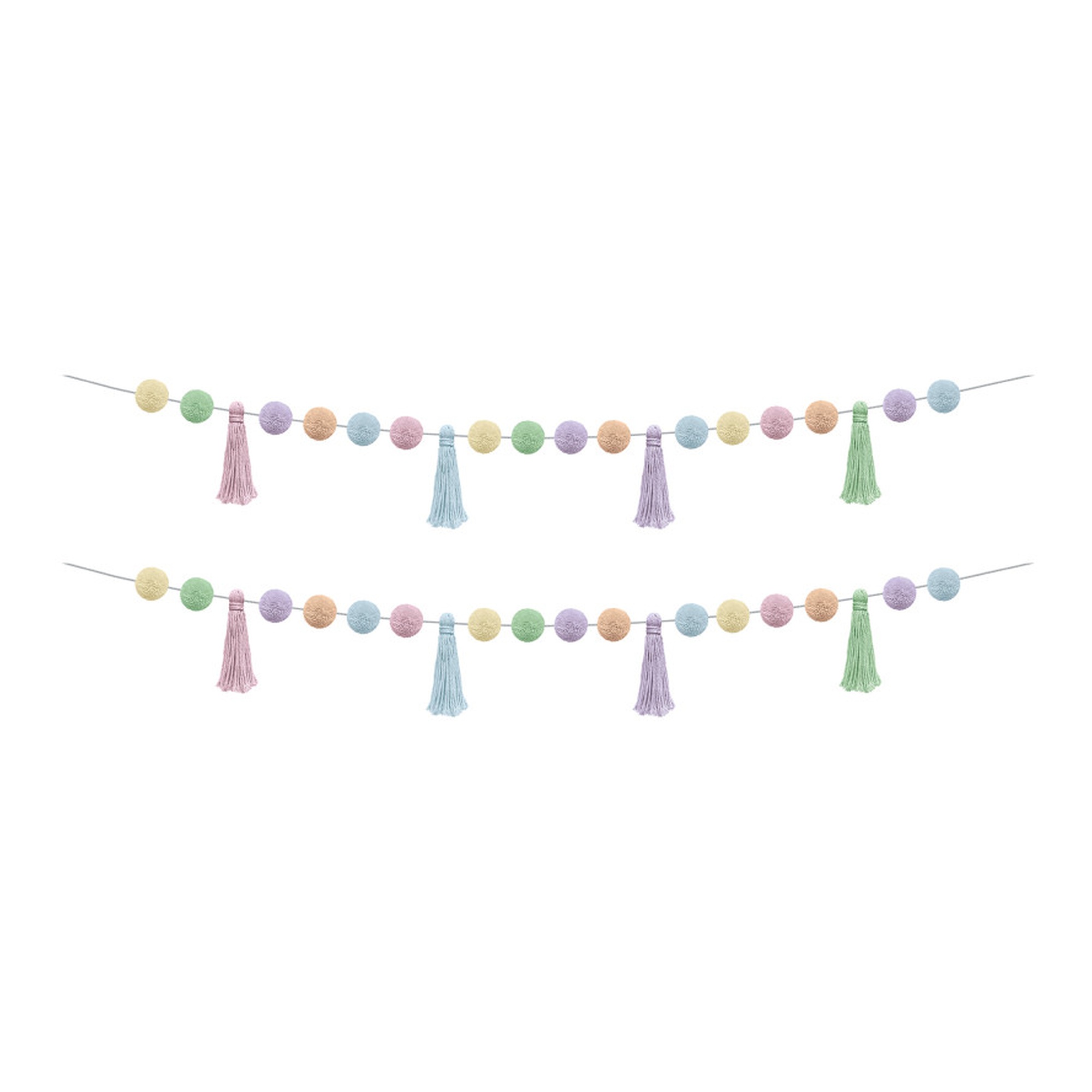 Pastel Pom-Pom and Tassel Garland, 60 in., Pack of 2