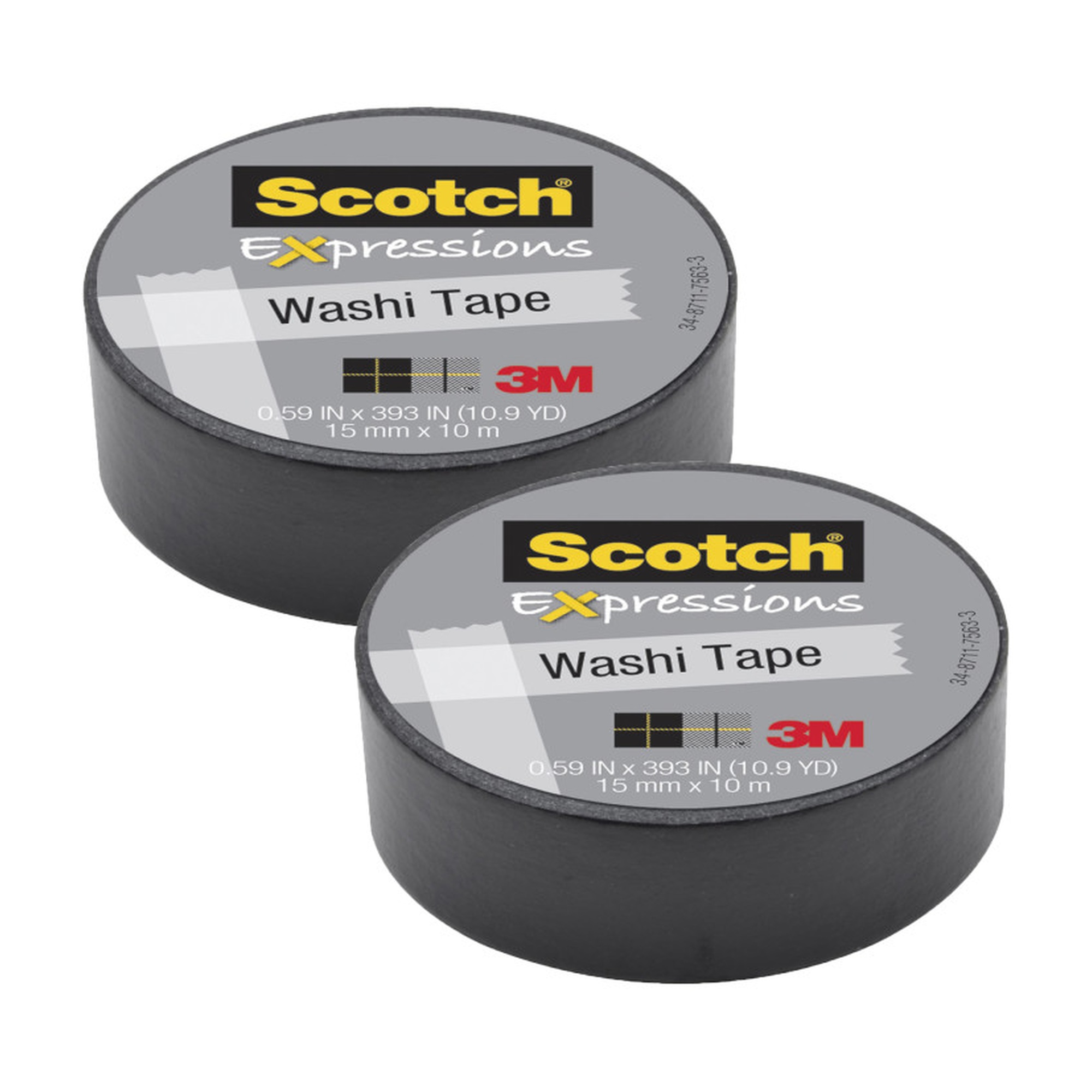 Black Expressions Washi Tape, 0.59 in. x 393 in., 2-Pack