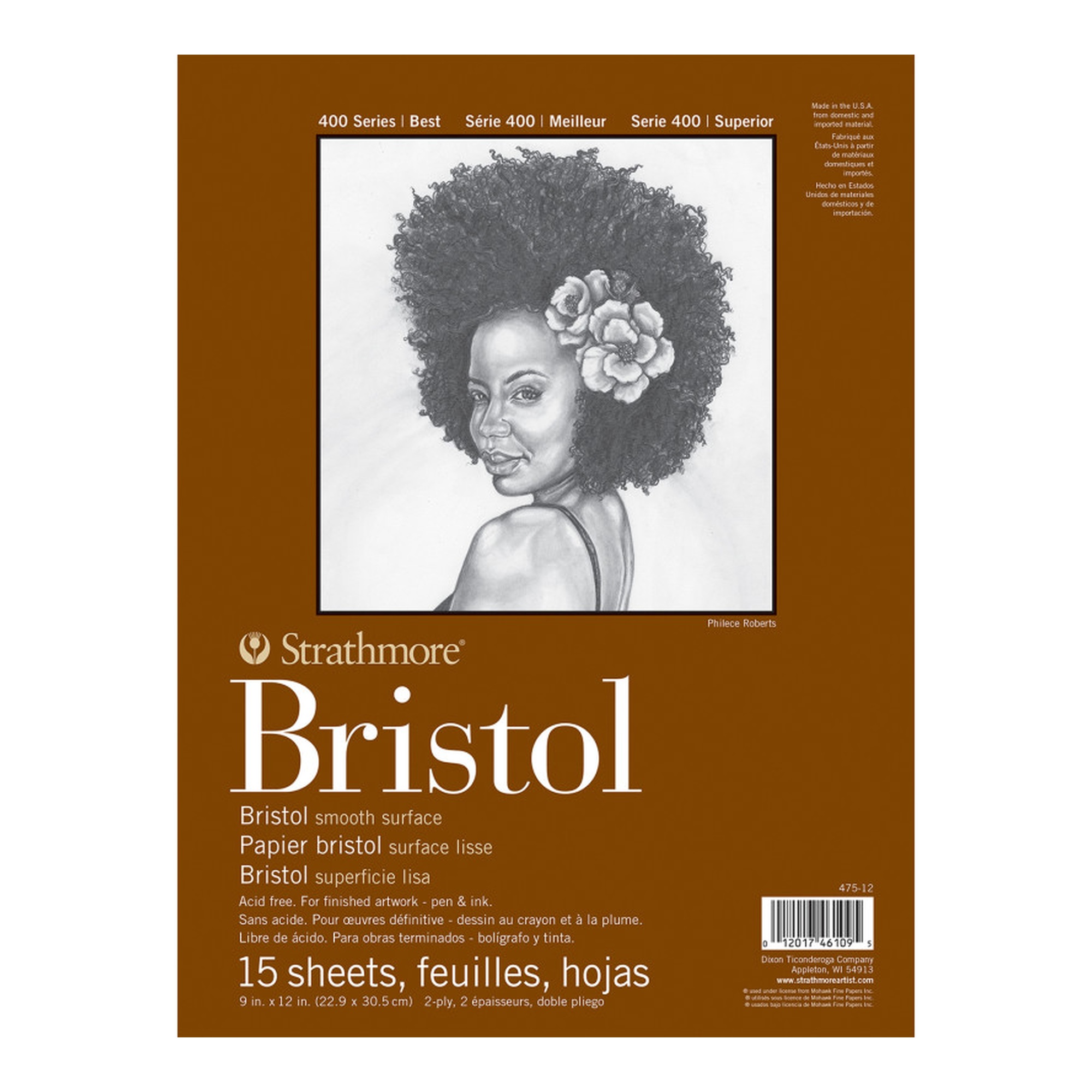 Smooth Bristol Paper Pad, 9 x 12 Inches, 15 Sheets
