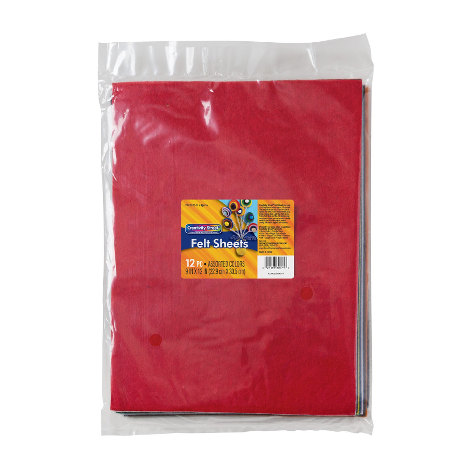 Assorted Color Felt Sheets, 9 x 12 Inches, 12-Pack