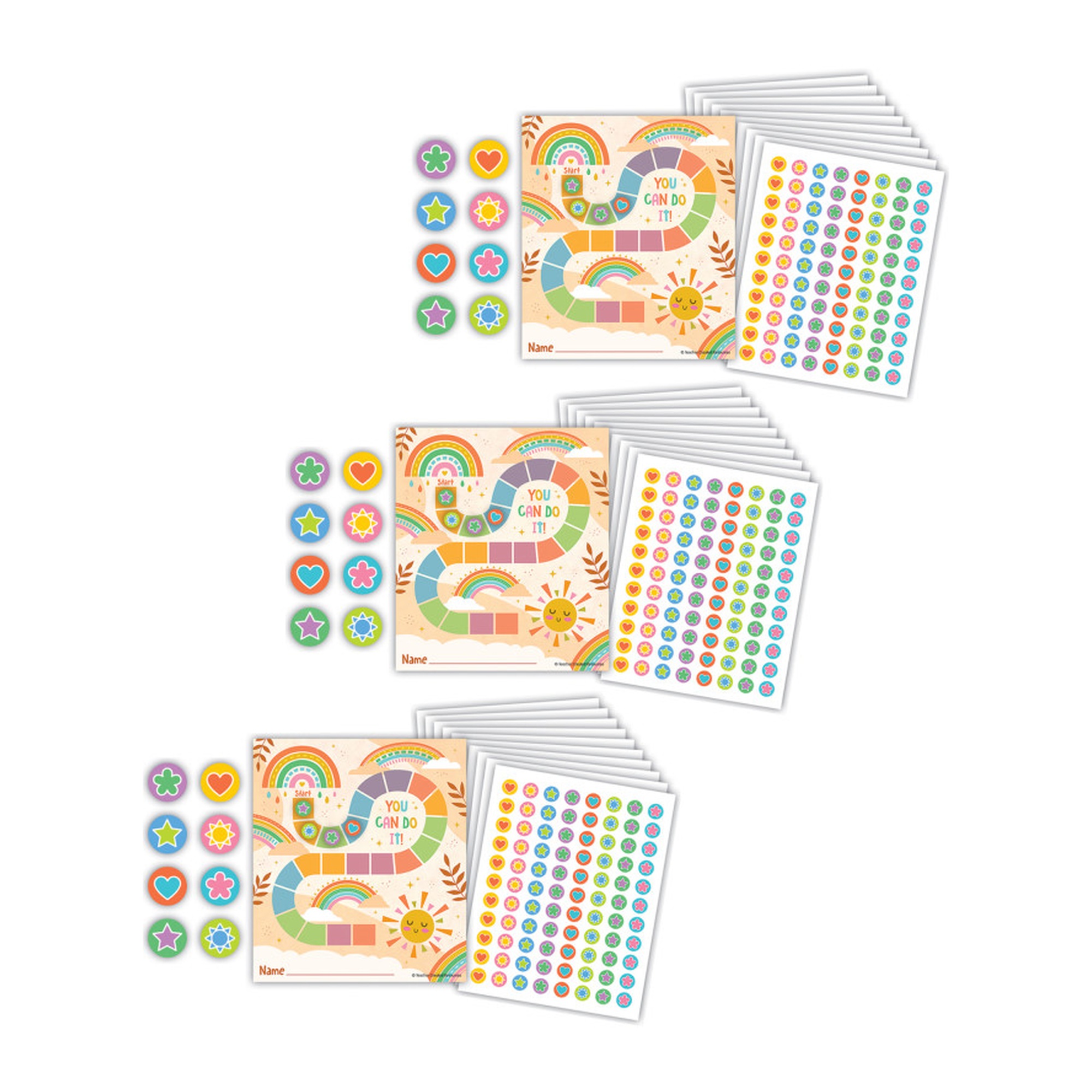 Star-Themed Student Reward Charts with Mini Stickers, 3 Packs