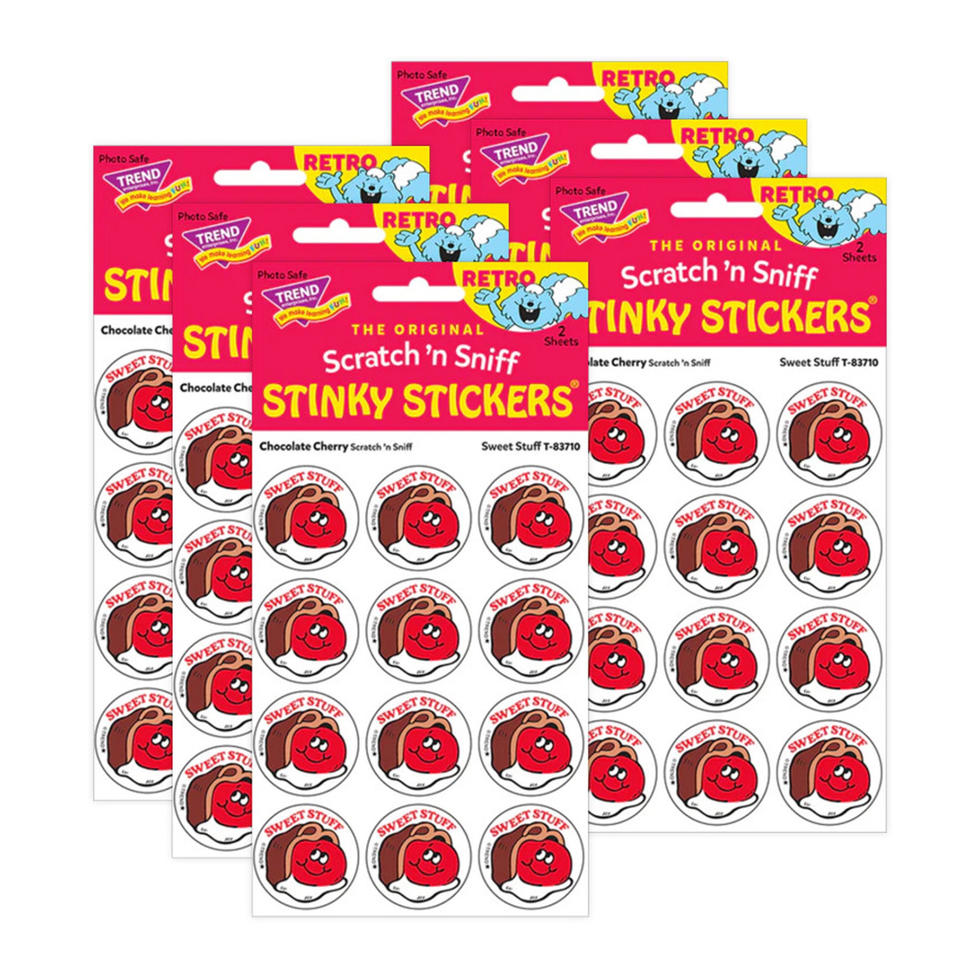 Sweet Stuff Chocolate Cherry-Scented Retro Scratch-and-Sniff Stickers, 144 Stickers