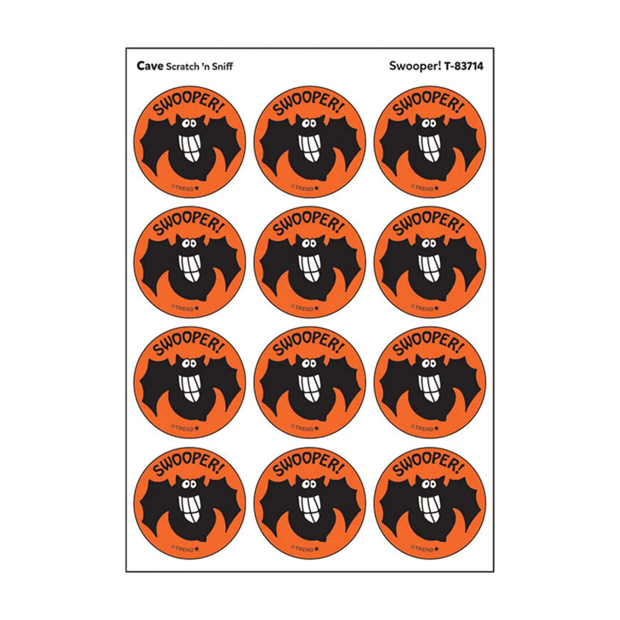 Swooper! Cave-Scented Bat Stickers, 24 Count