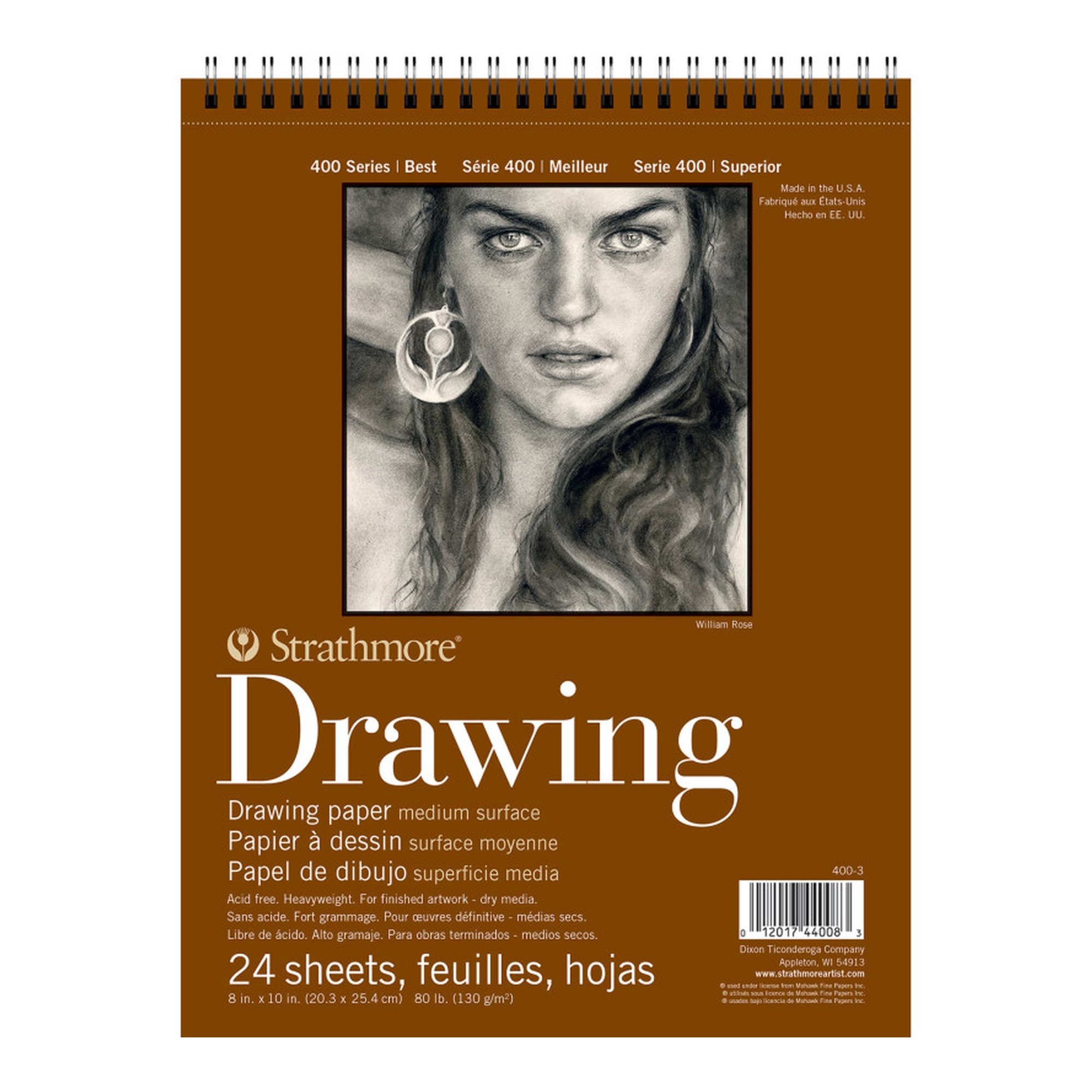 400 Series Smooth Drawing Pad, Wire Bound, 8 x 10 in., 24 Sheets